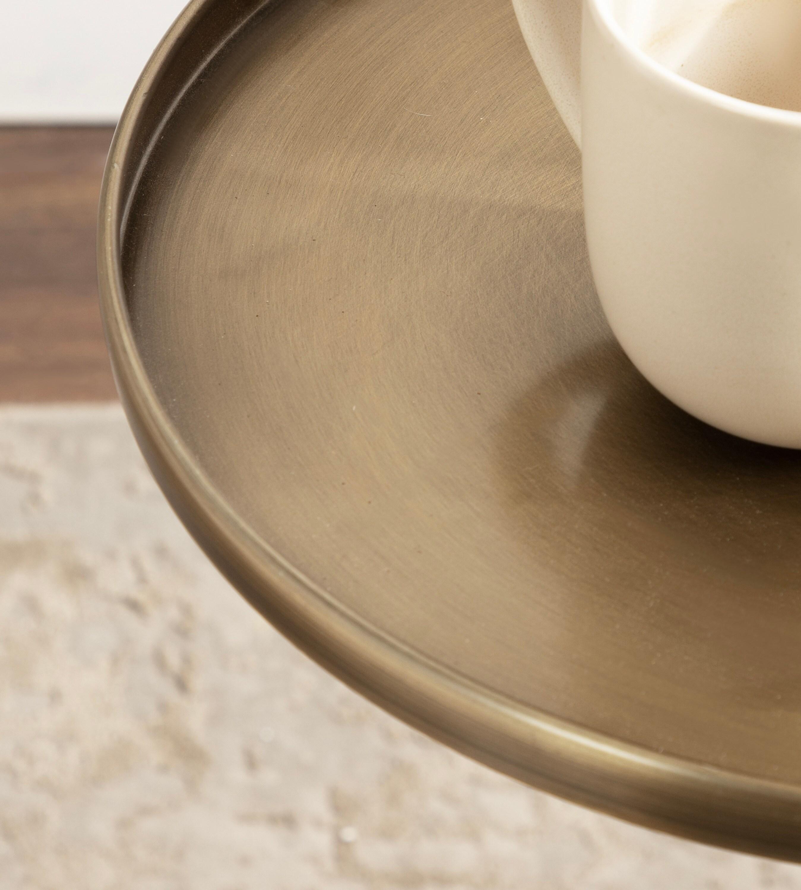 Kate and Laurel Tira Round Side Table, 14x14x24, Walnut Brown