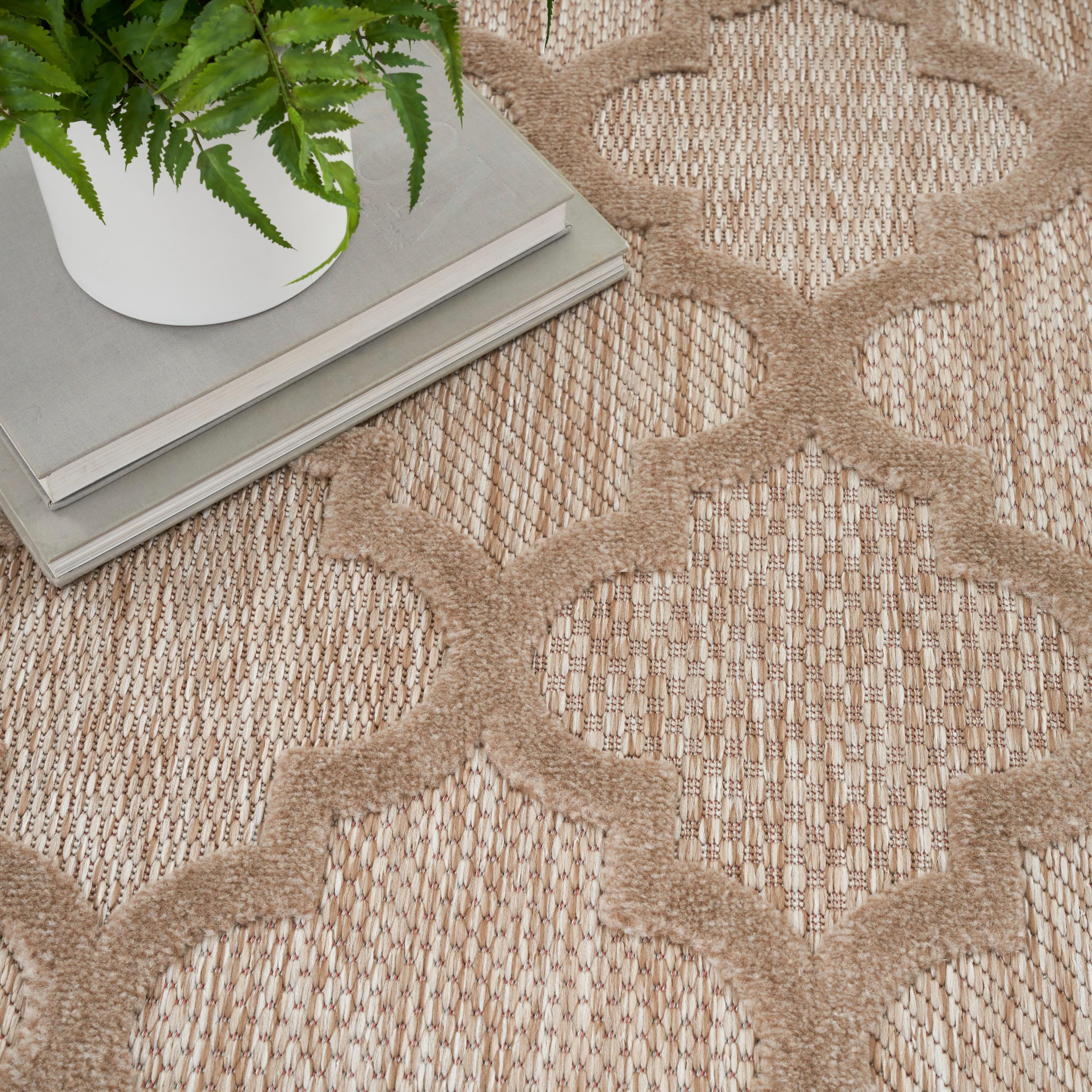 Nourison Easy Care Trellis Flatweave Indoor Outdoor Area Rug 4' x 6' Natural Beige