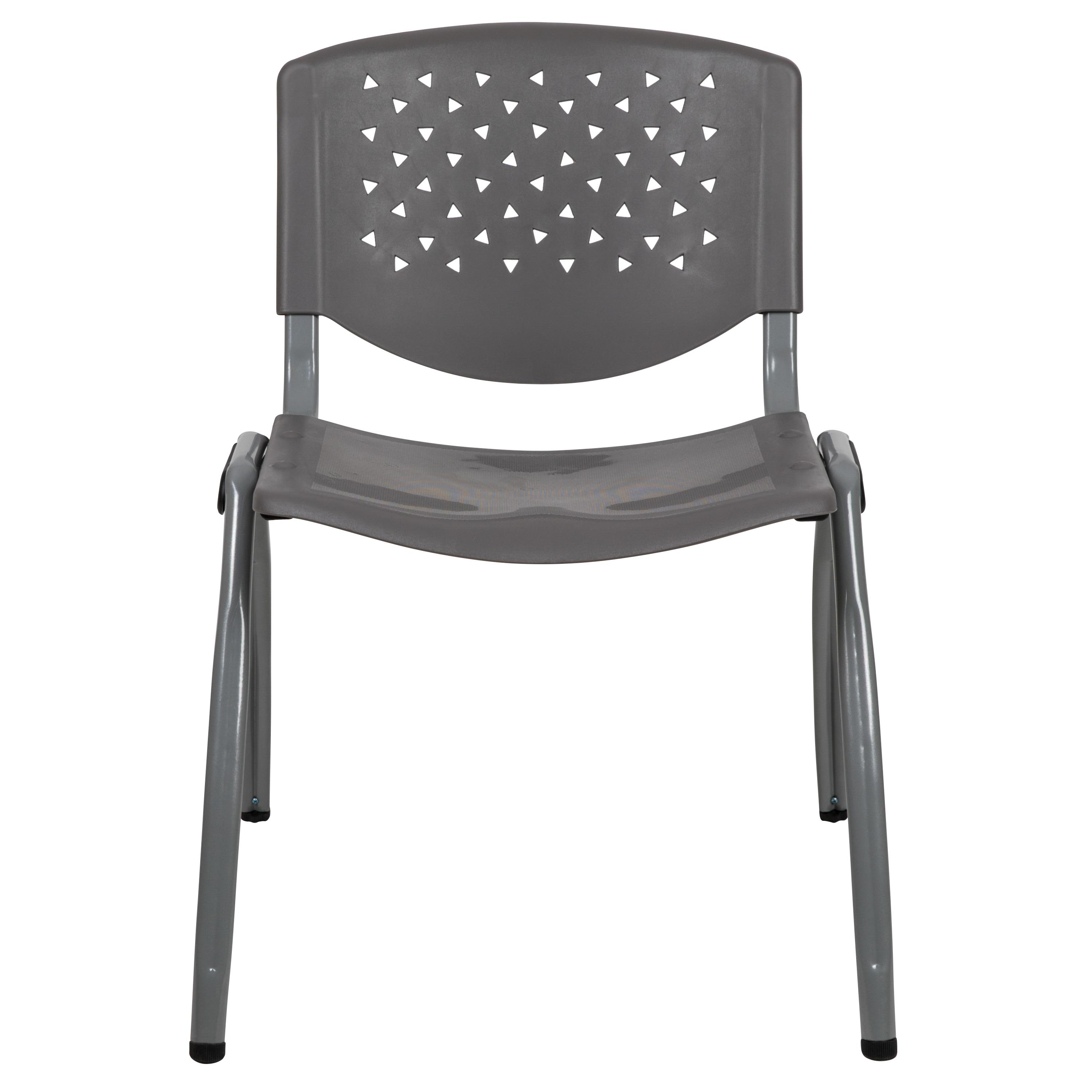 Flash Furniture HERCULES Series 5 Pack 880 lb. Capacity Gray Plastic Stack Chair with Titanium Gray Powder Coated Frame