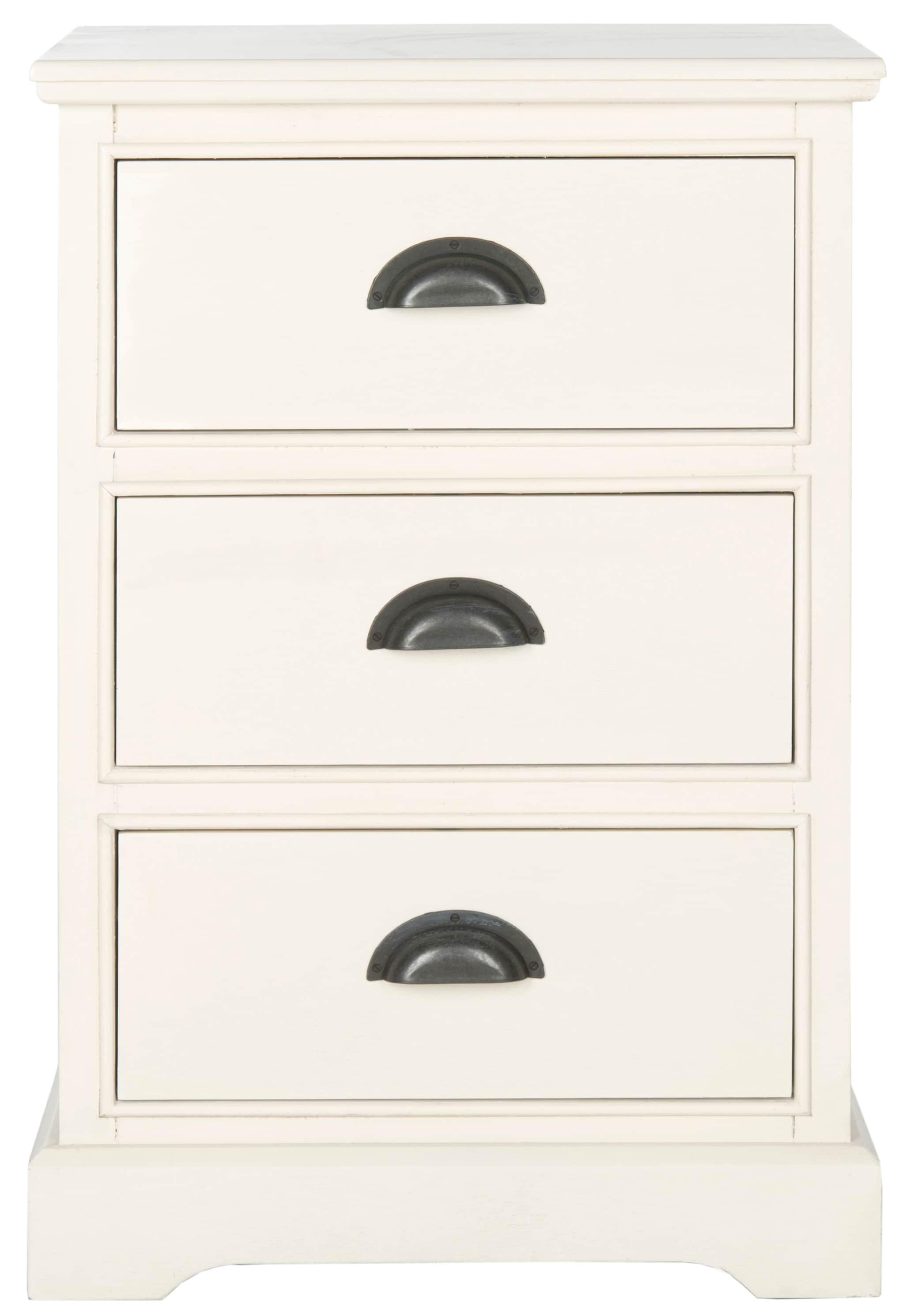 Griffin 3 Drawer Side Table - White - Safavieh.