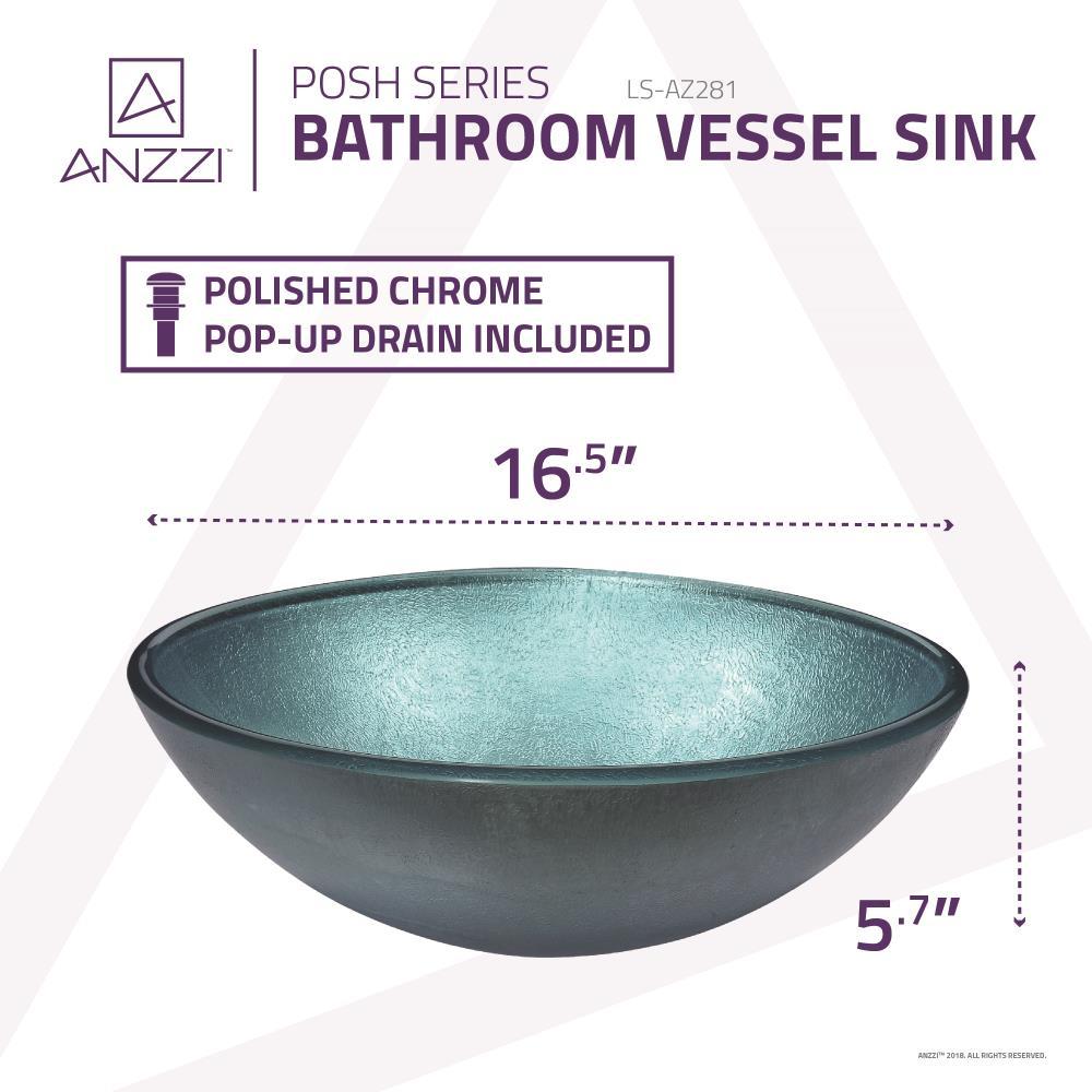 Anzzi  Posh Series Deco-Glass Vessel Sink in Coral Blue