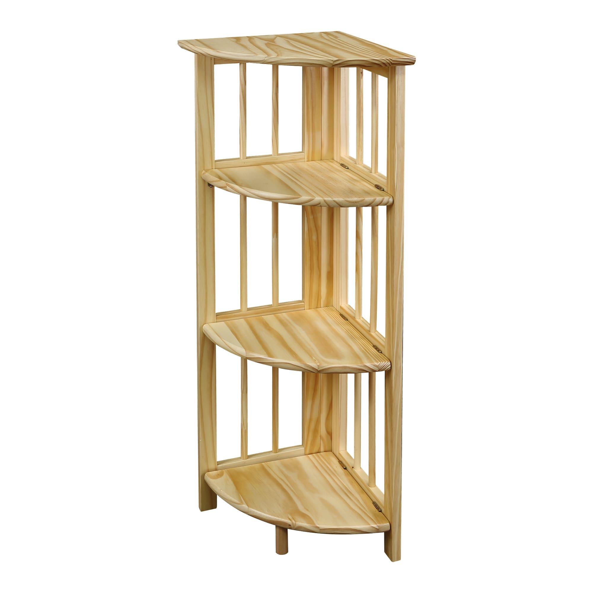 Casual Home 4-Shelf Corner Folding Bookcase-Color:Natural