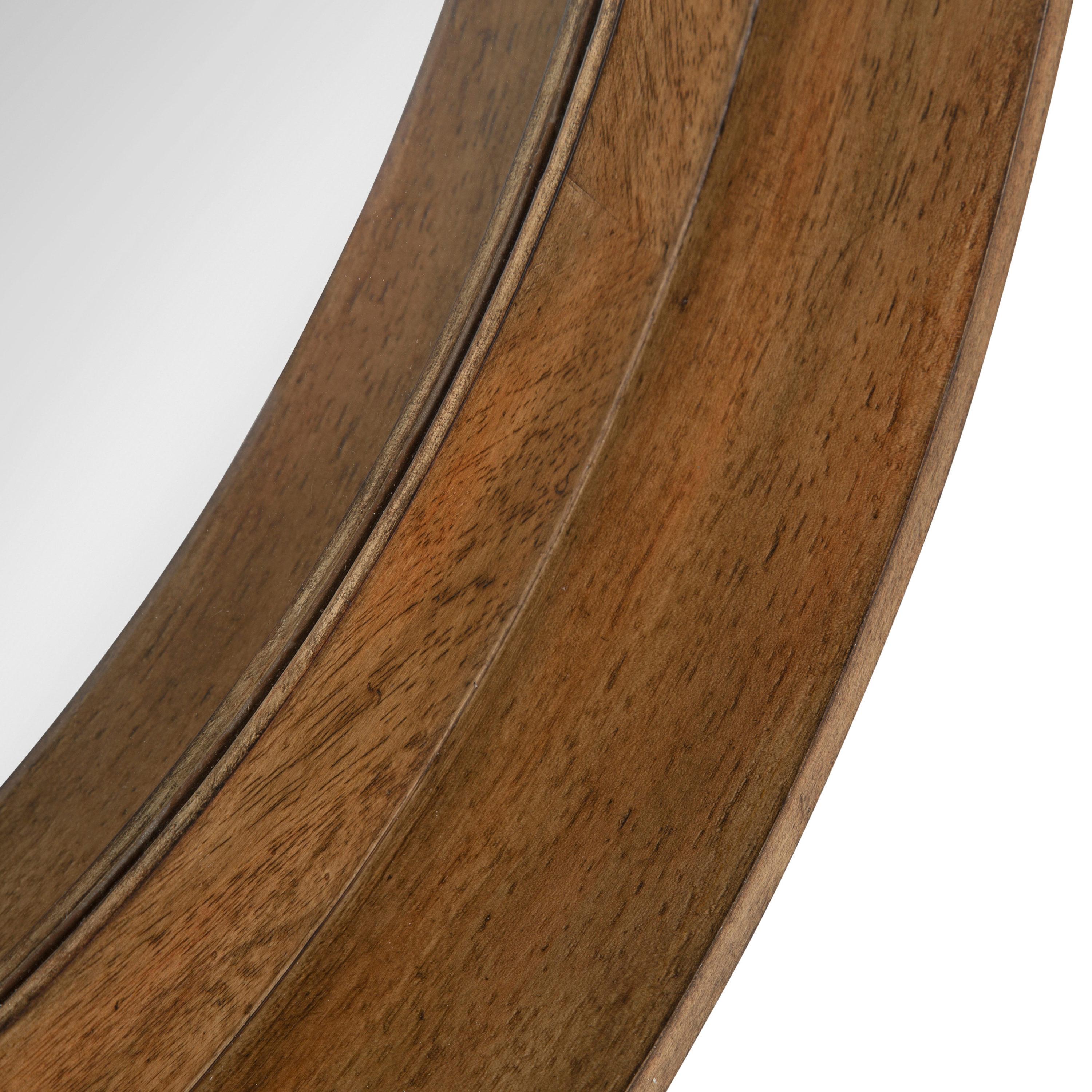 Kate and Laurel  Basking Wall Mirror with Shelf Walnut 30" Diameter