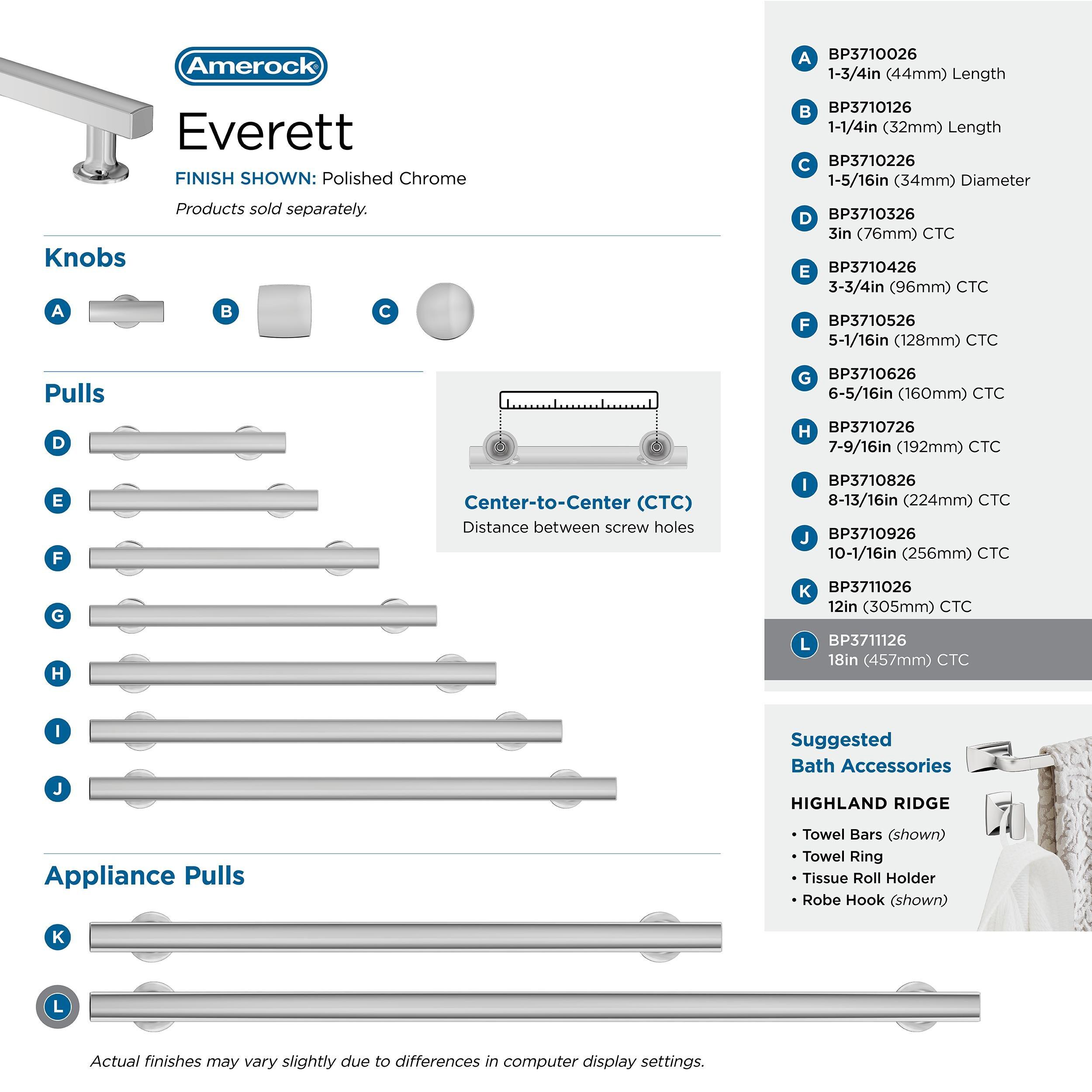 Amerock Everett 18 inch (457mm) Center-to-Center Polished Chrome Appliance Pull