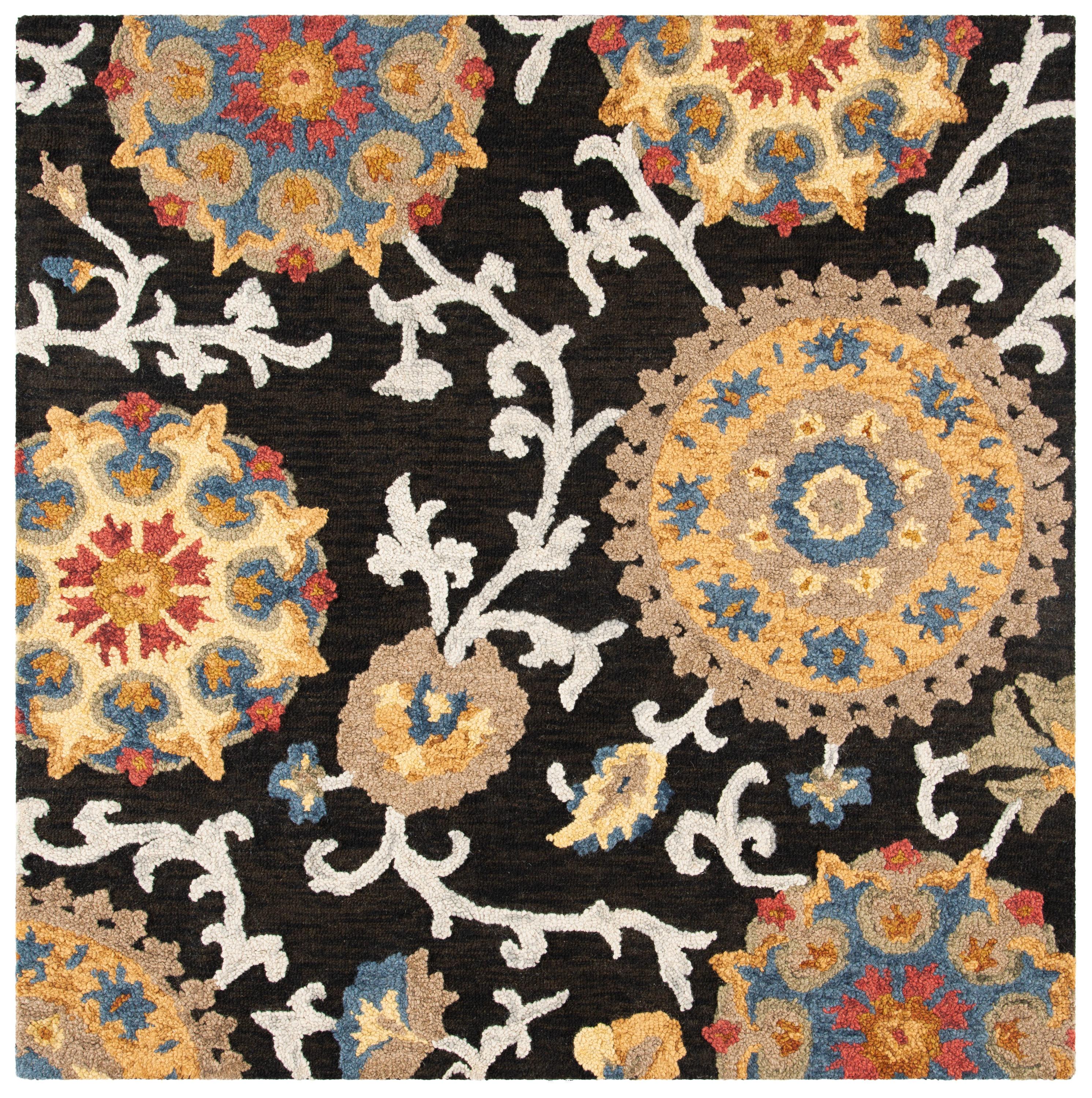 Blossom BLM401 Hand Tufted Area Rug - Charcoal/Multi - 6'x6' - Safavieh.