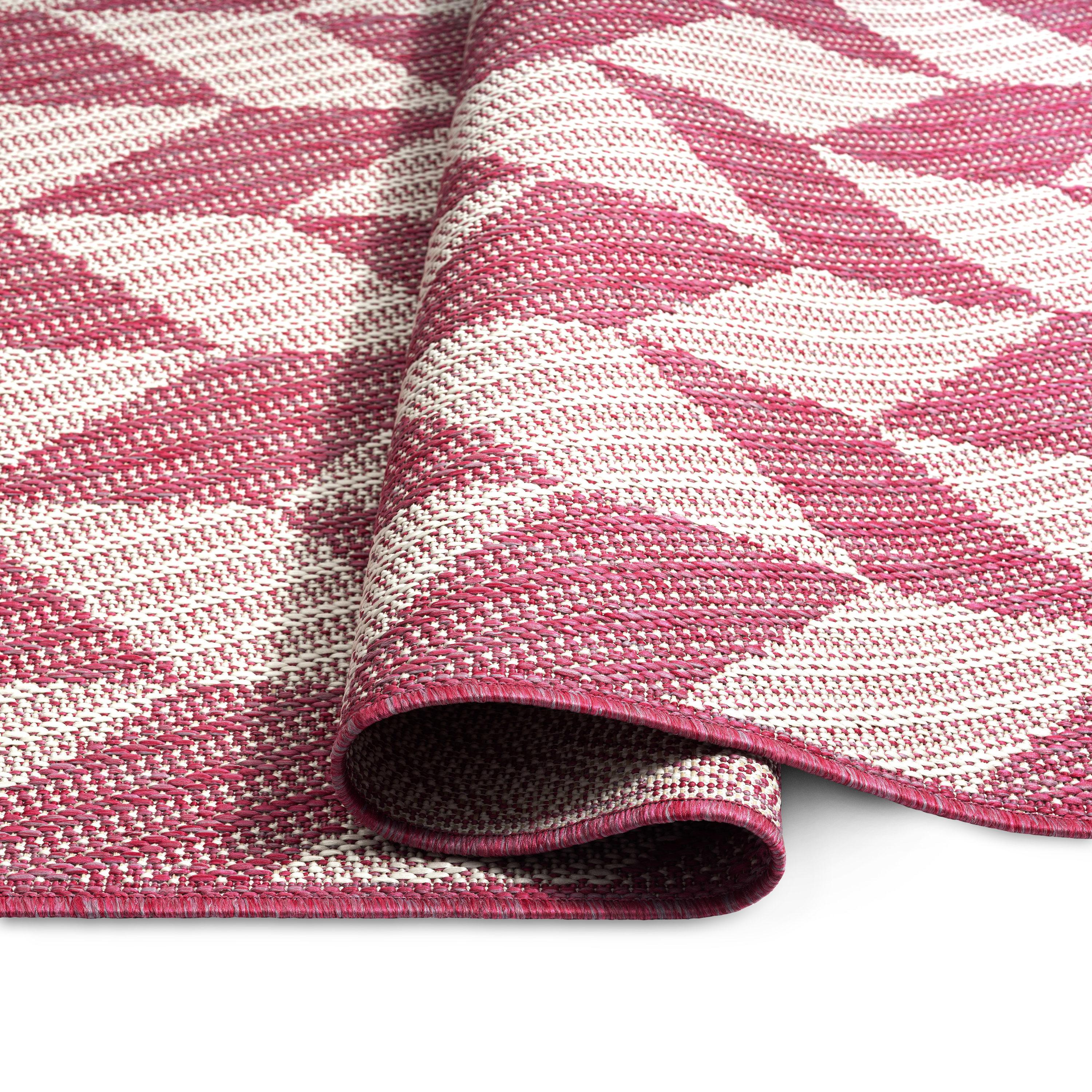 NICOLE MILLER NEW YORK Country Calla Herringbone Indoor/Outdoor Area Rug, Pink/Ivory