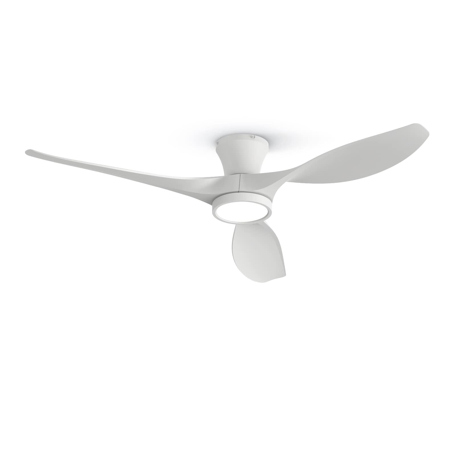 TALOYA AeroFan 52-in Integrated LED Flush Mount Matt White with Matte Blades Ceiling Fan With Light and Remote ( 3 -Blade )