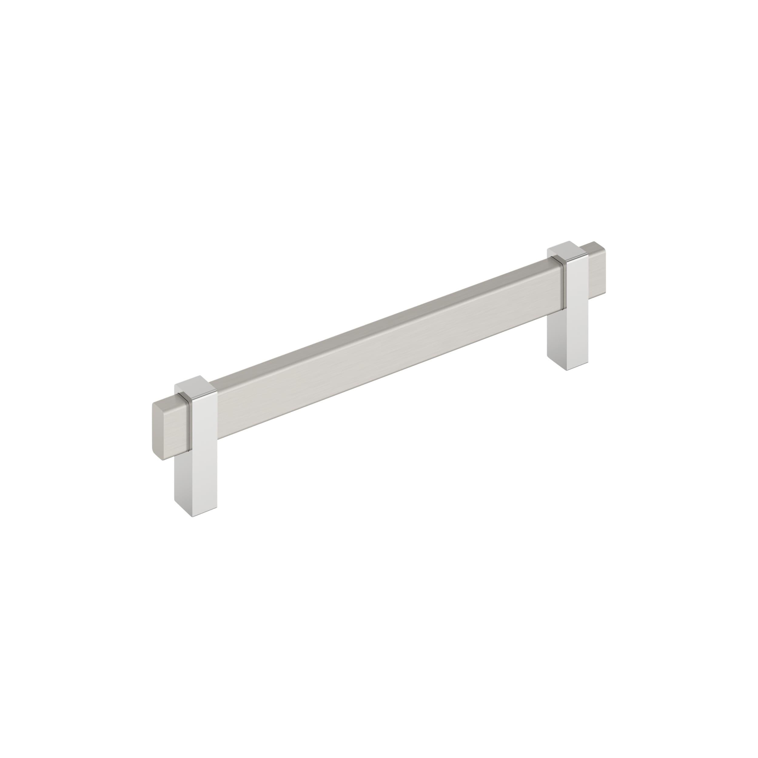 Amerock Mulino 6-5/16 inch (160mm) Center-to-Center Satin Nickel/Polished Chrome Cabinet Pull