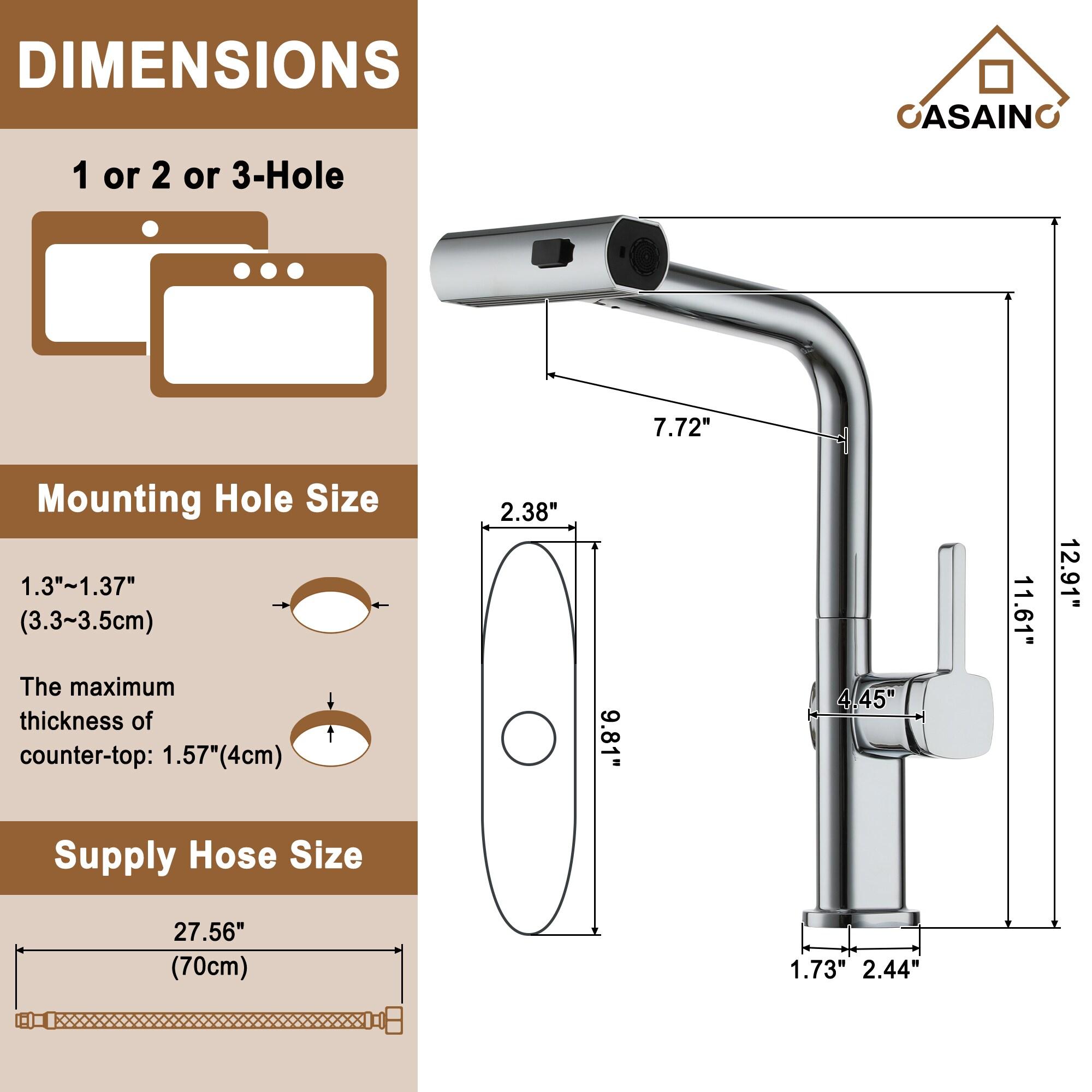 CASAINC 1.8 GPM Single-Handle Spring Pull-Down Kitchen Faucet Single Hole Faucet