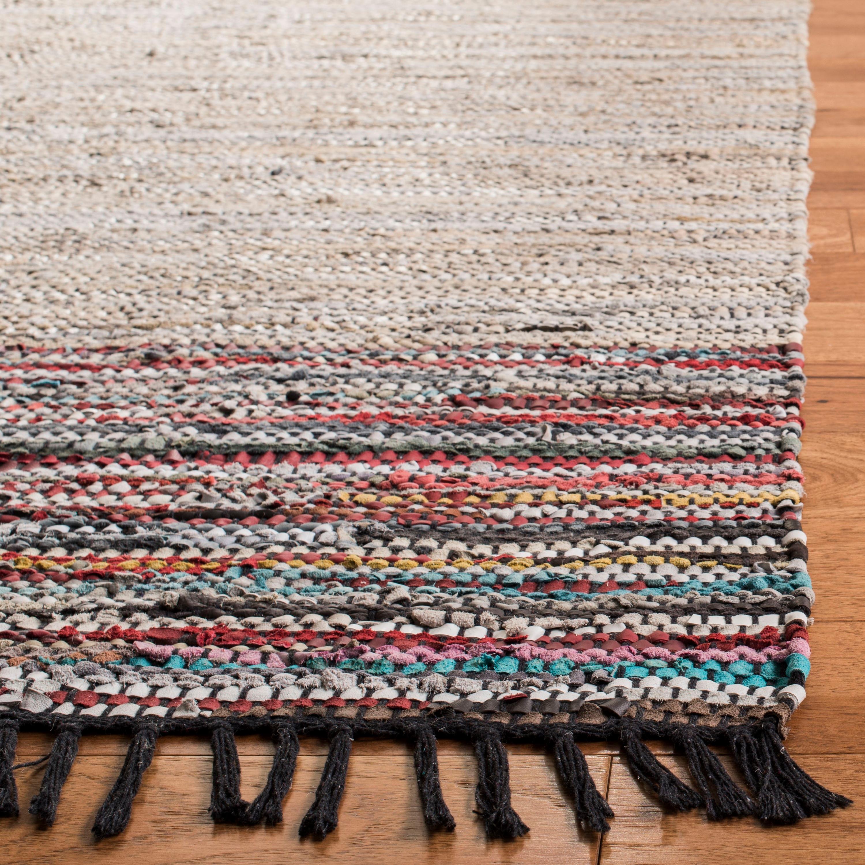 Vintage Leather VTL202 Hand Woven Indoor Area Rug - Beige/Multi - 8'x10' - Safavieh
