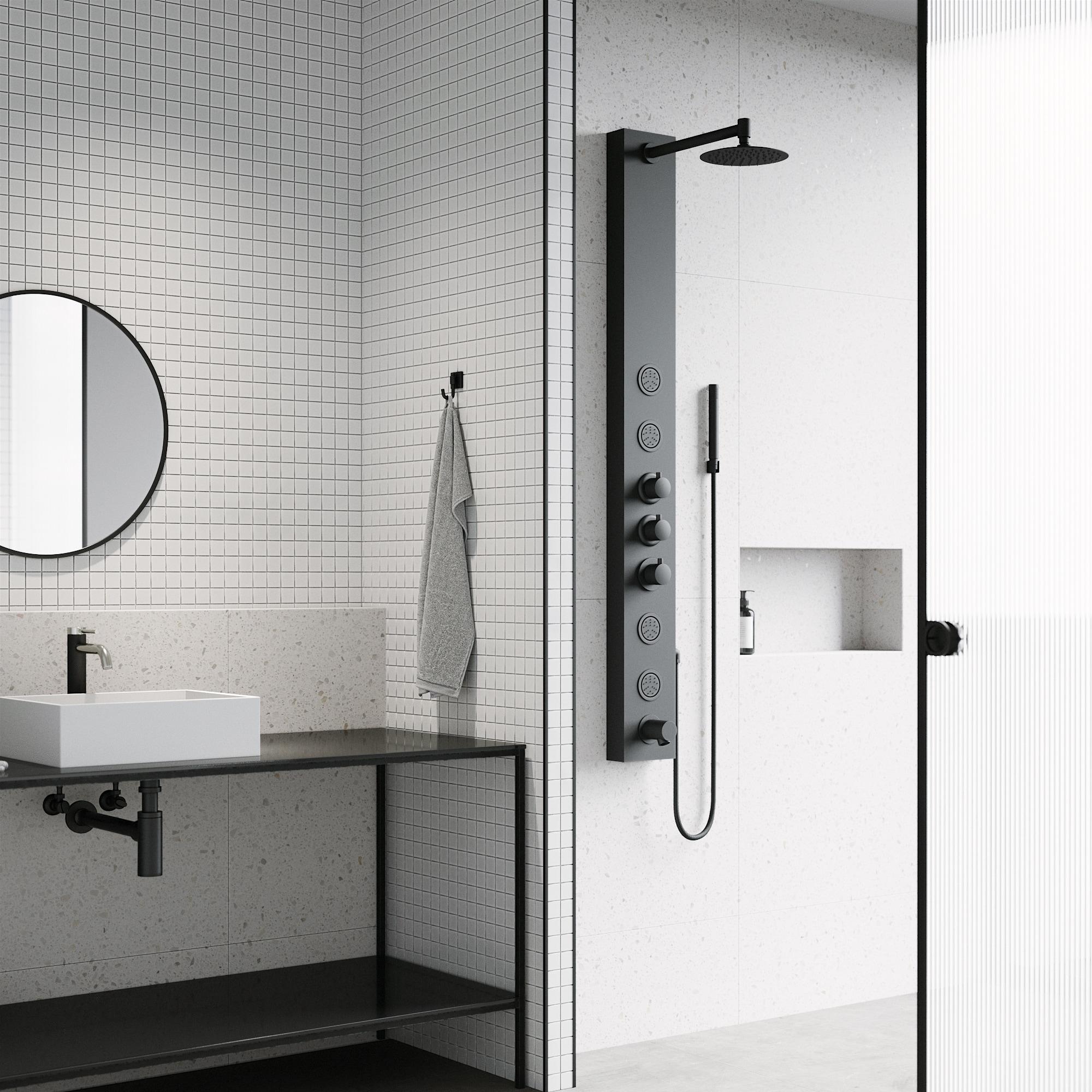 Bowery 59" H X 6" W 4-Jet Shower System &Tub Filler with Hand Shower Wand and Adjustable Shower Head