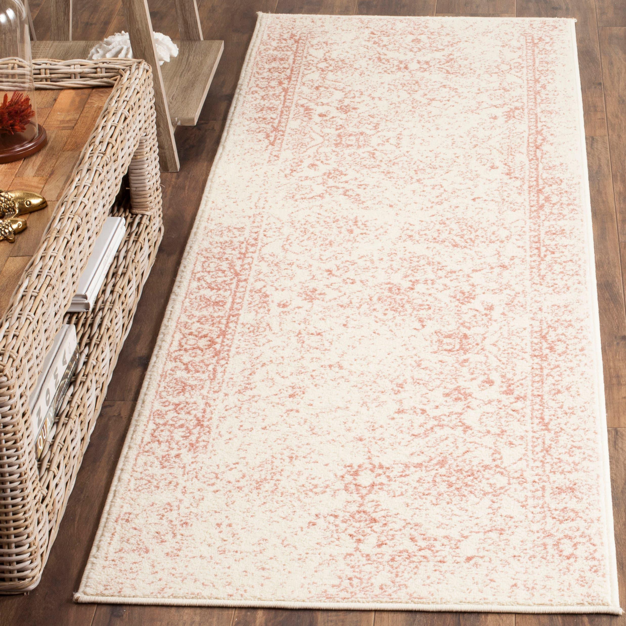 Adirondack ADR109 Machine Made Indoor Runner - Ivory/Rose - 2'6"x6' - Safavieh