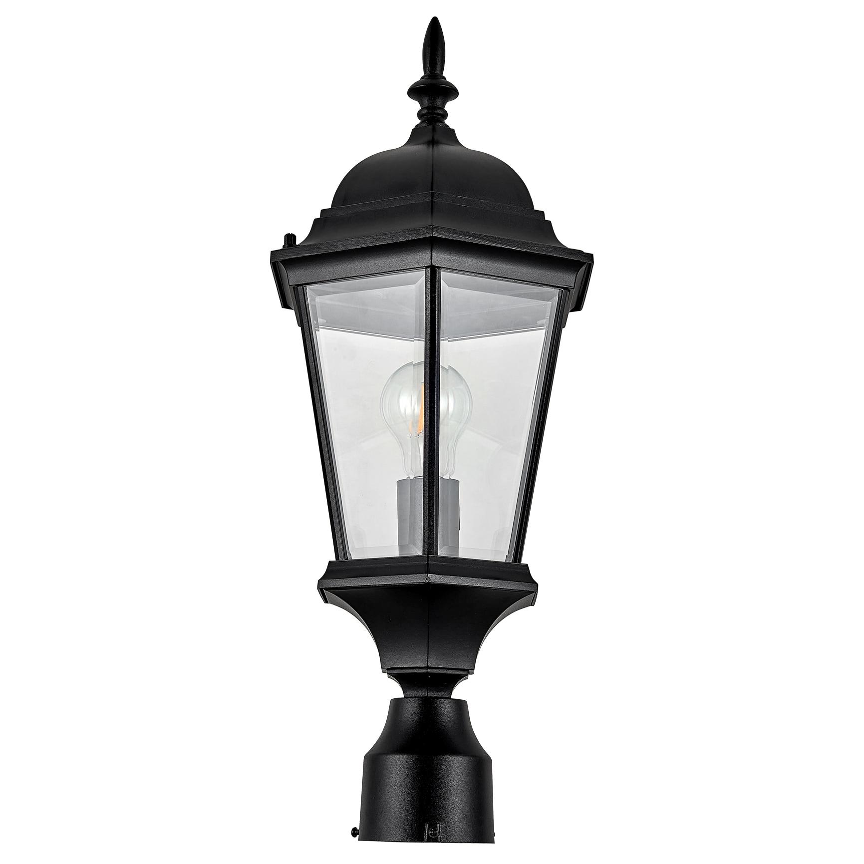 Oak Creek Outdoor Light and Lamp Post Bundle – Plastic Cross Arm and Outlet – Traditional Clear Glass –  for Driveways, Yards, Patios and Porches, Textured Black – Design House, 589853