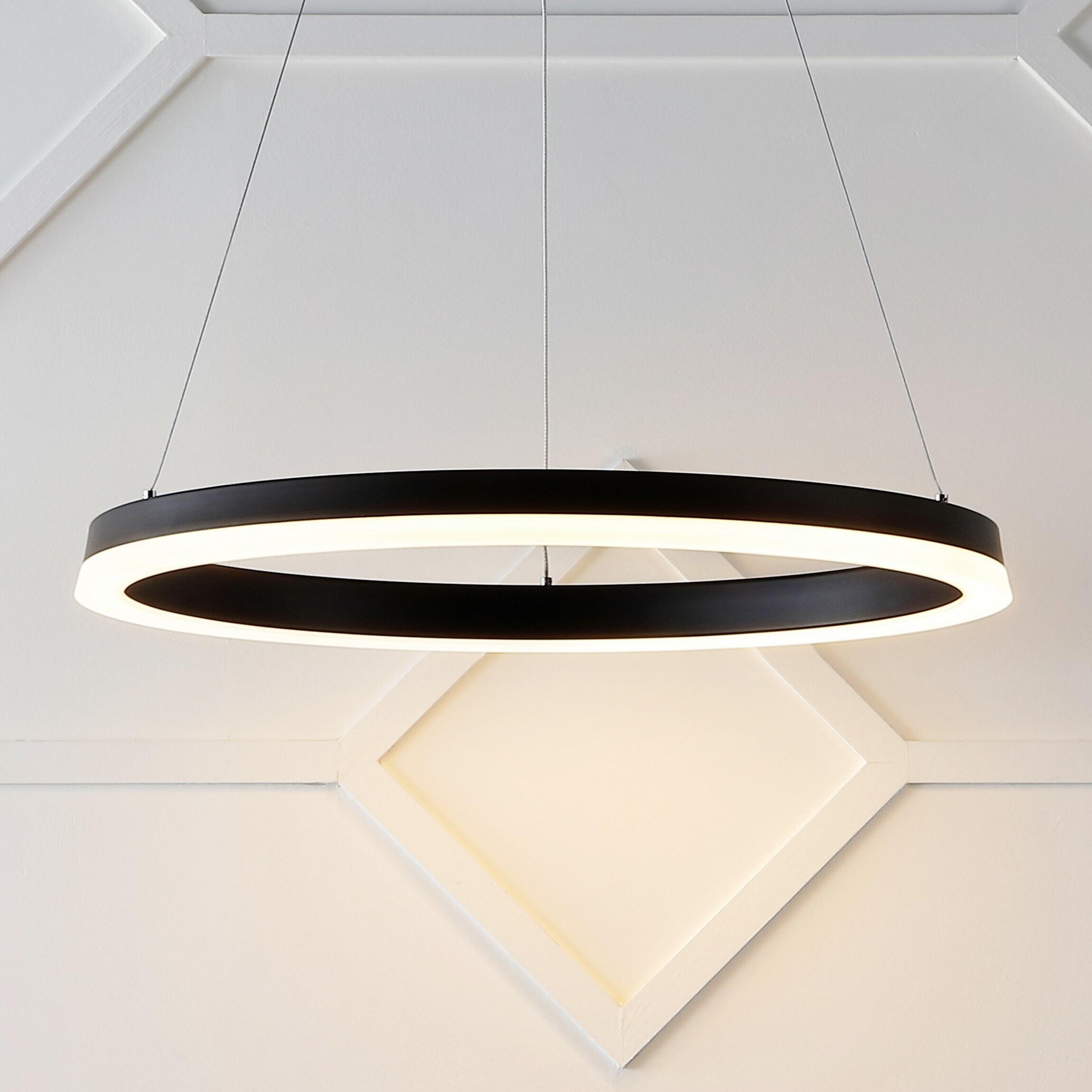 Brice 24" Round Integrated LED Metal Pendant, Matte Black