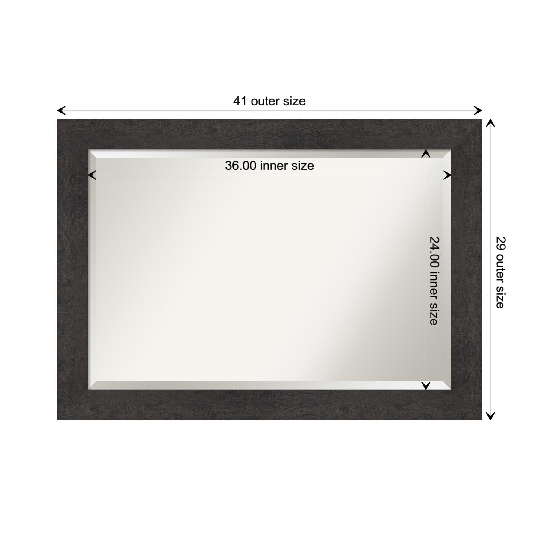 Amanti Art Beveled Bathroom Wall Mirror - Rustic Plank Espresso Frame Outer Size: 41 x 29 in