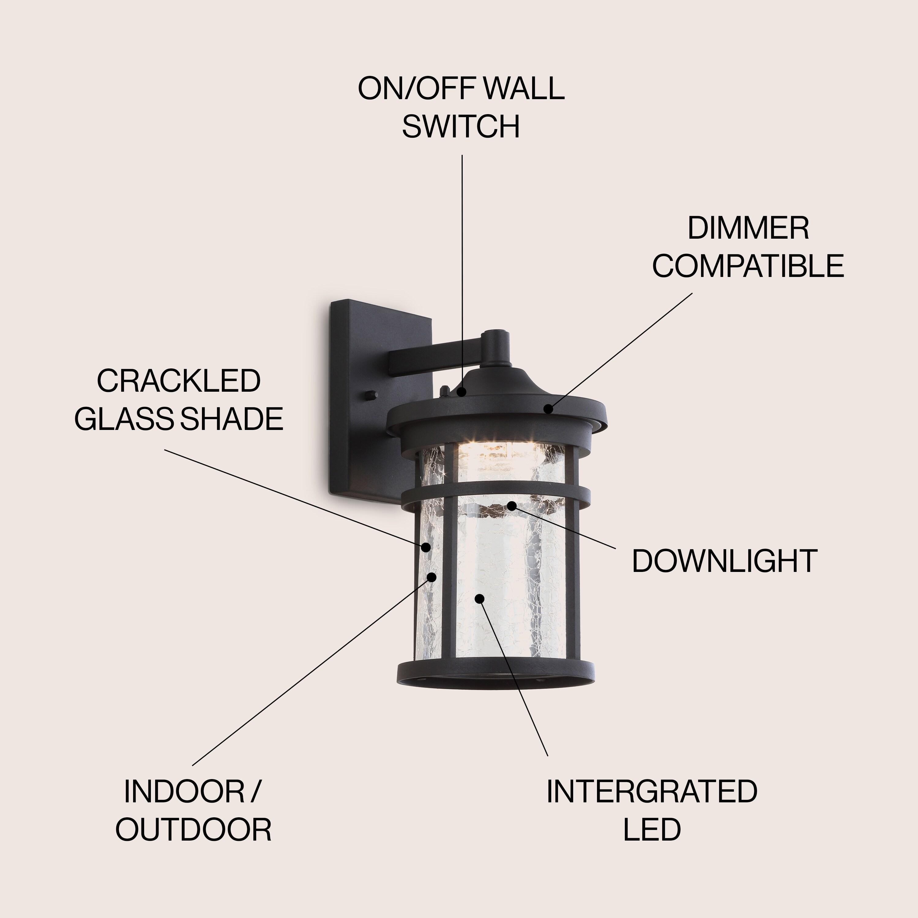 Campo 7.75" Black Iron Outdoor Wall Lantern with Crackled Glass