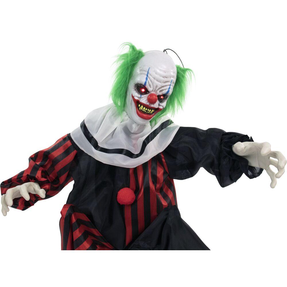 Haunted Hill Farm 32 In. Crouching Clown Creepy Animatronic with Lights and Sound, HHCLOWN-12FLSA