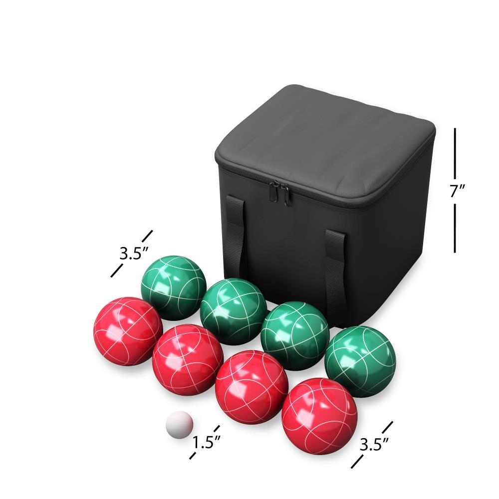 Toy Time Outdoor Bocce Ball Set with Bocce Balls, Pallino and Equipment Carrying Bag - Red/Green
