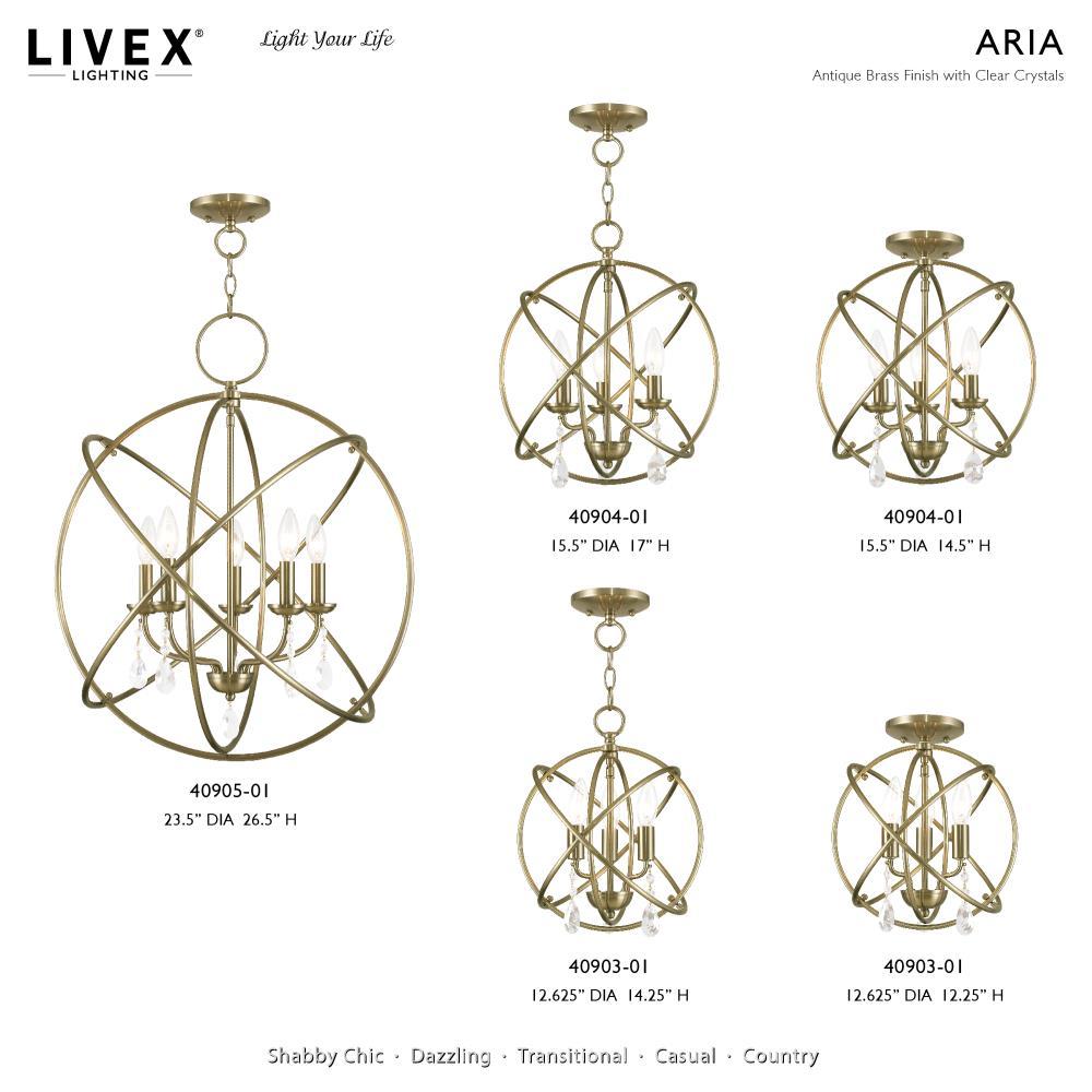 Livex Lighting Aria 3 - Light Chandelier in  Antique Brass