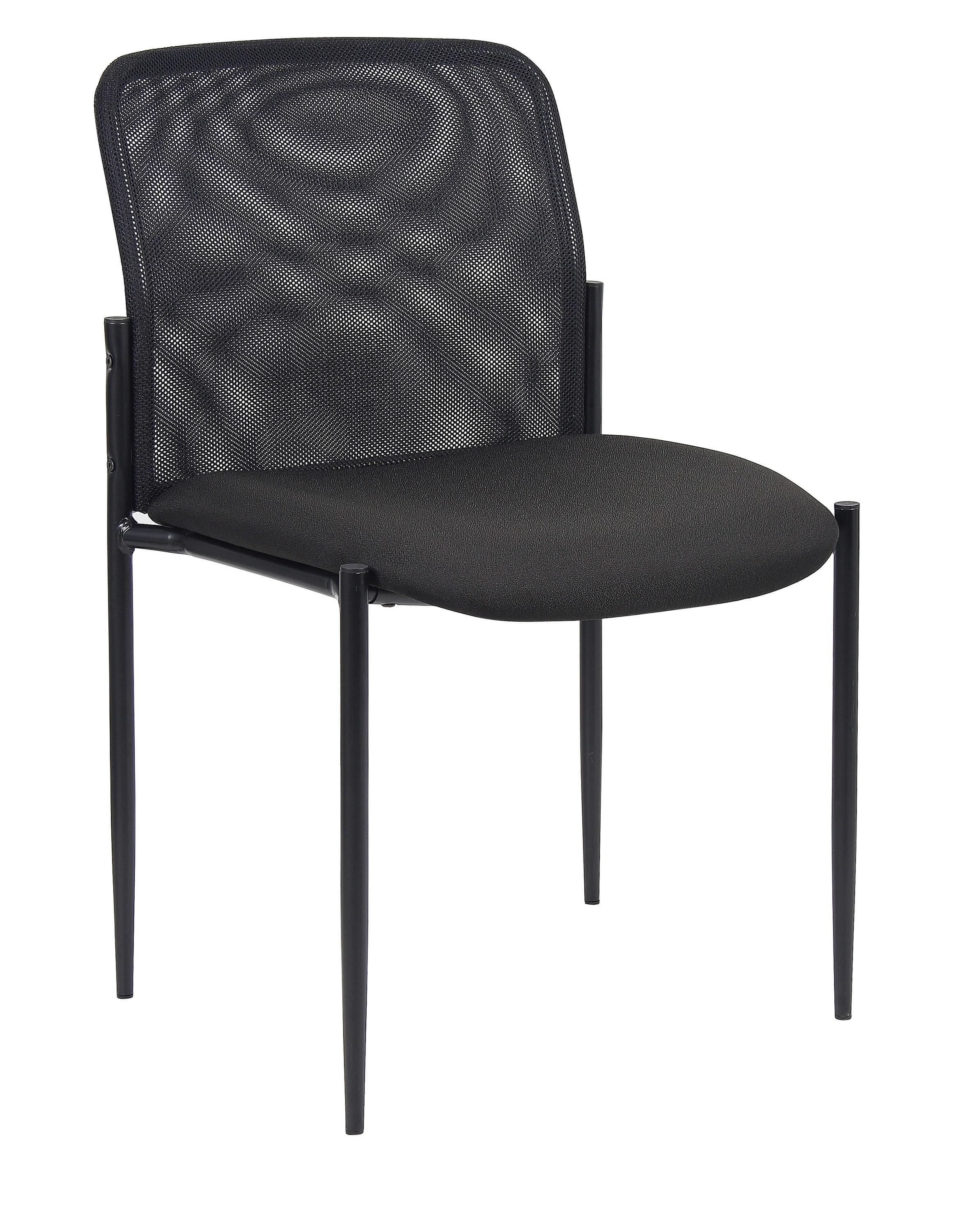 Mesh Guest Chair Black - Boss Office Products: Armless, Stackable, Metal Frame