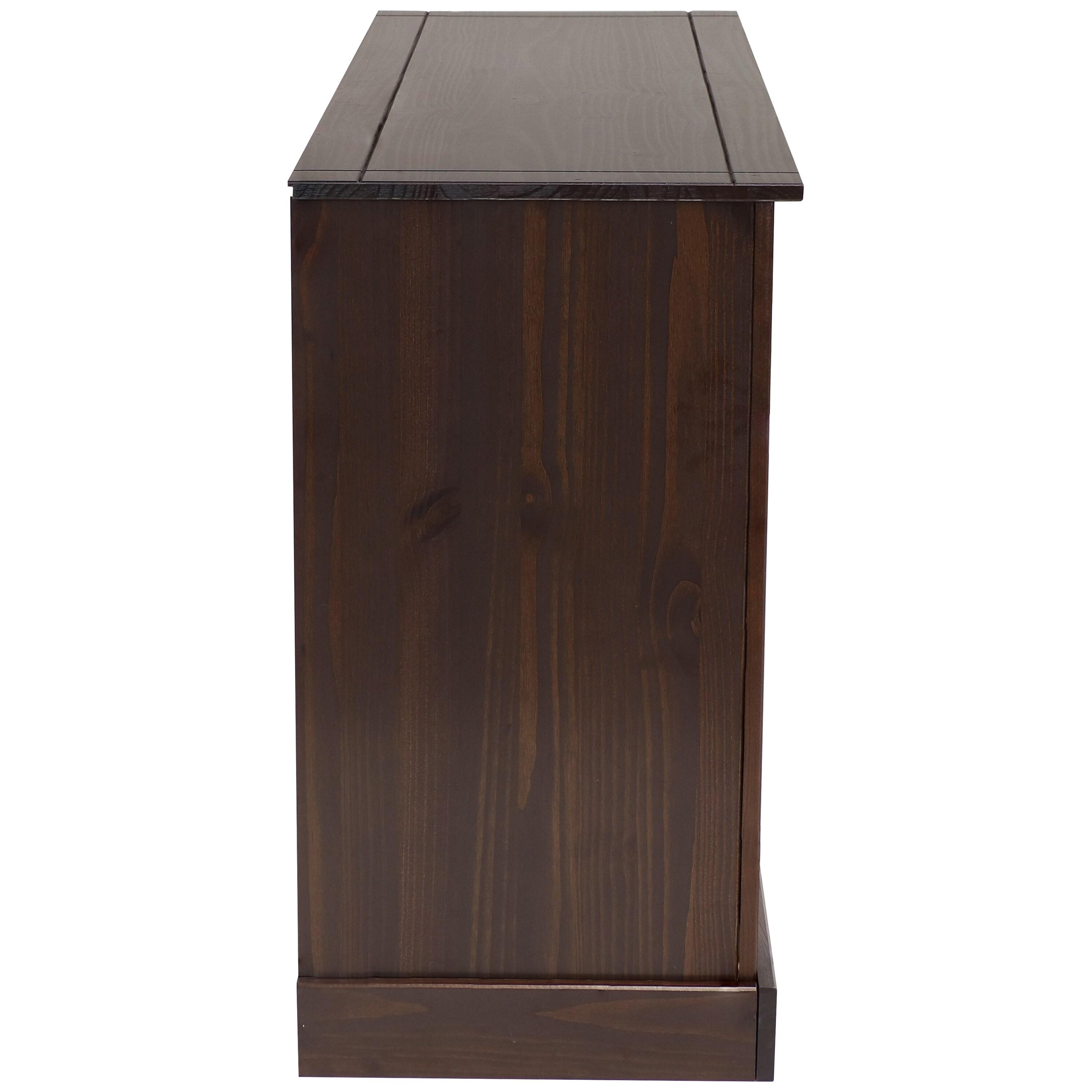 Sunnydaze Sideboard with 3 Drawers and 3 Doors - Solid Pine Construction - Dark Brown- 32"