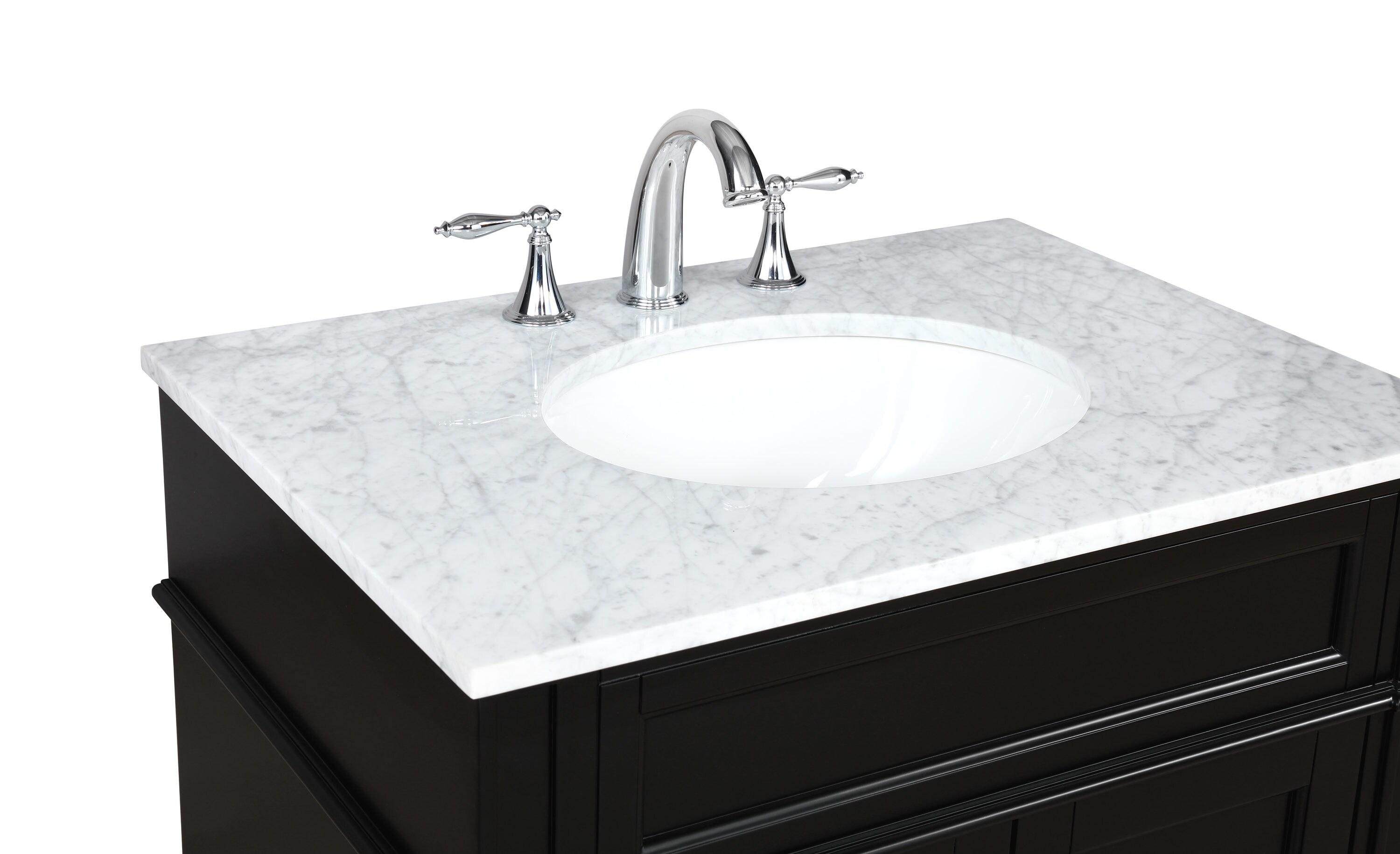 Elegant Decor Park Avenue 30" Solid Wood & Metal Single Bathroom Vanity in Black