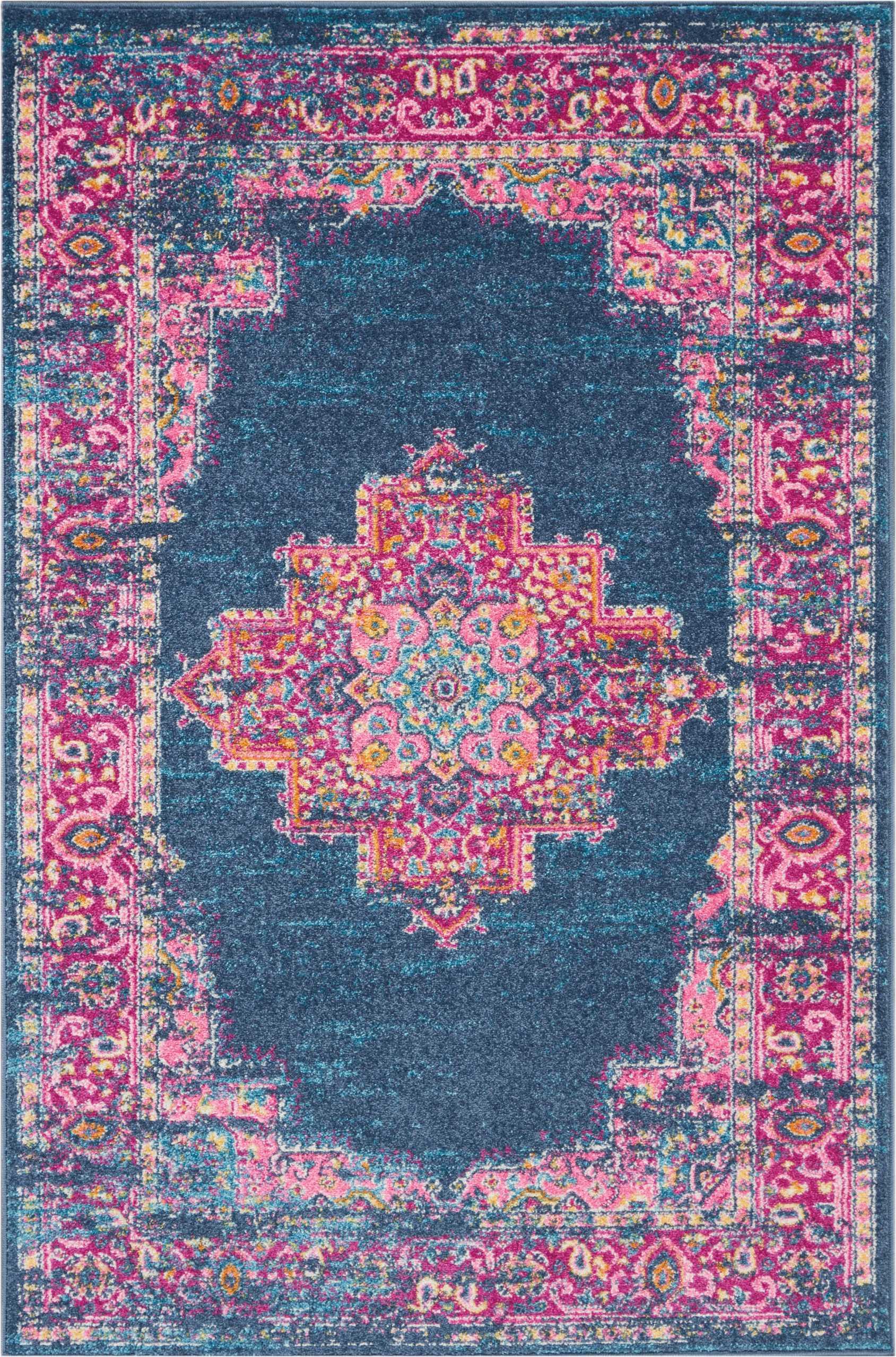 Nourison Passion Medallion Bohemian Indoor Rug Blue 3'9" x 5'9"