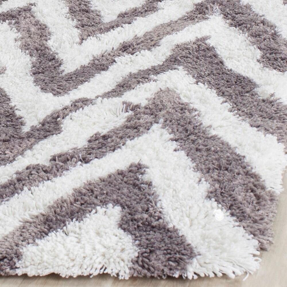 Shag SG250 Hand Tufted Area Rug Ivory / Grey 6' X 9' - Safavieh.