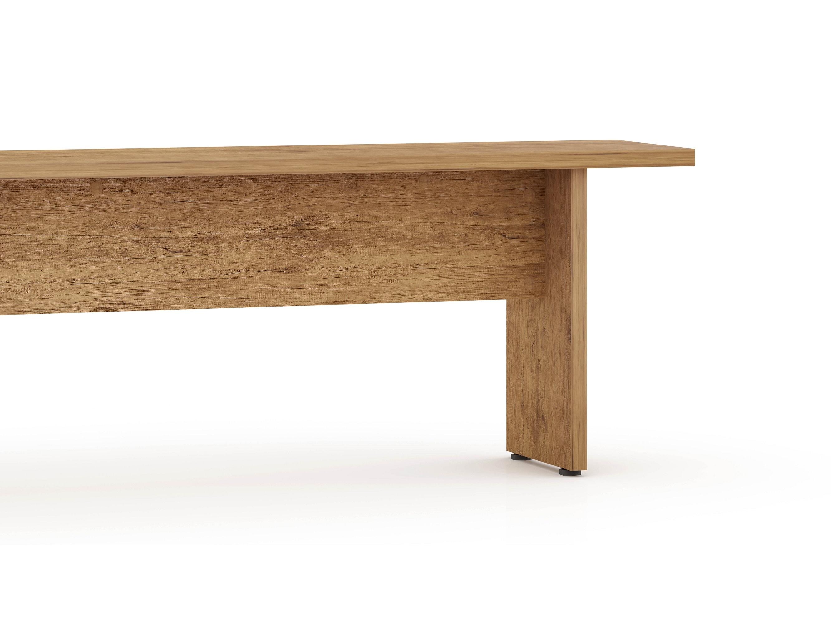 67.91" Nomad Dining Bench Natural - Manhattan Comfort: Rustic Farmhouse Style, Seats 2