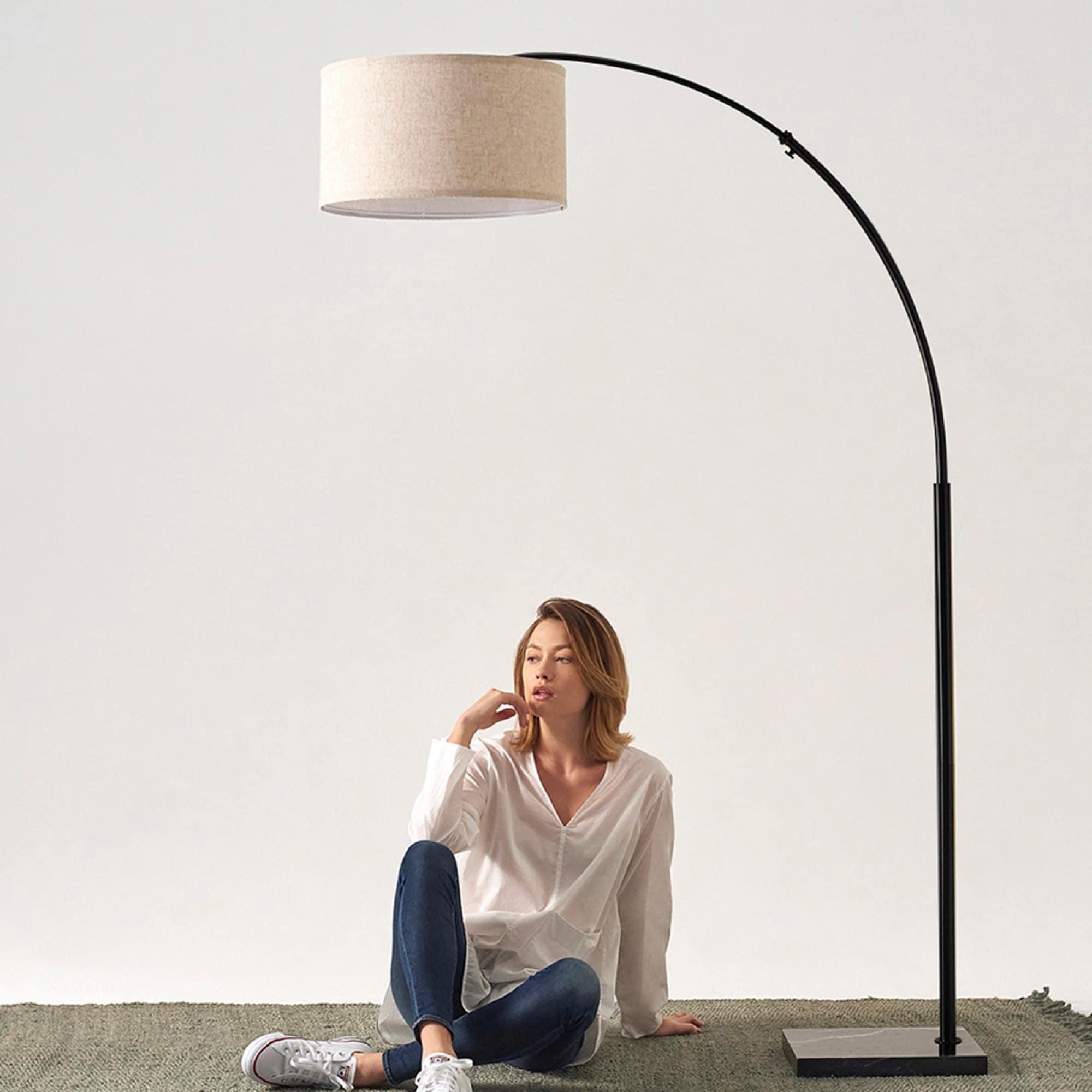 Brightech Logan 76 in. Adjustable and Extendable LED Arched Gold Floor Lamp with Weighted Marble Base - LED Bulb Included