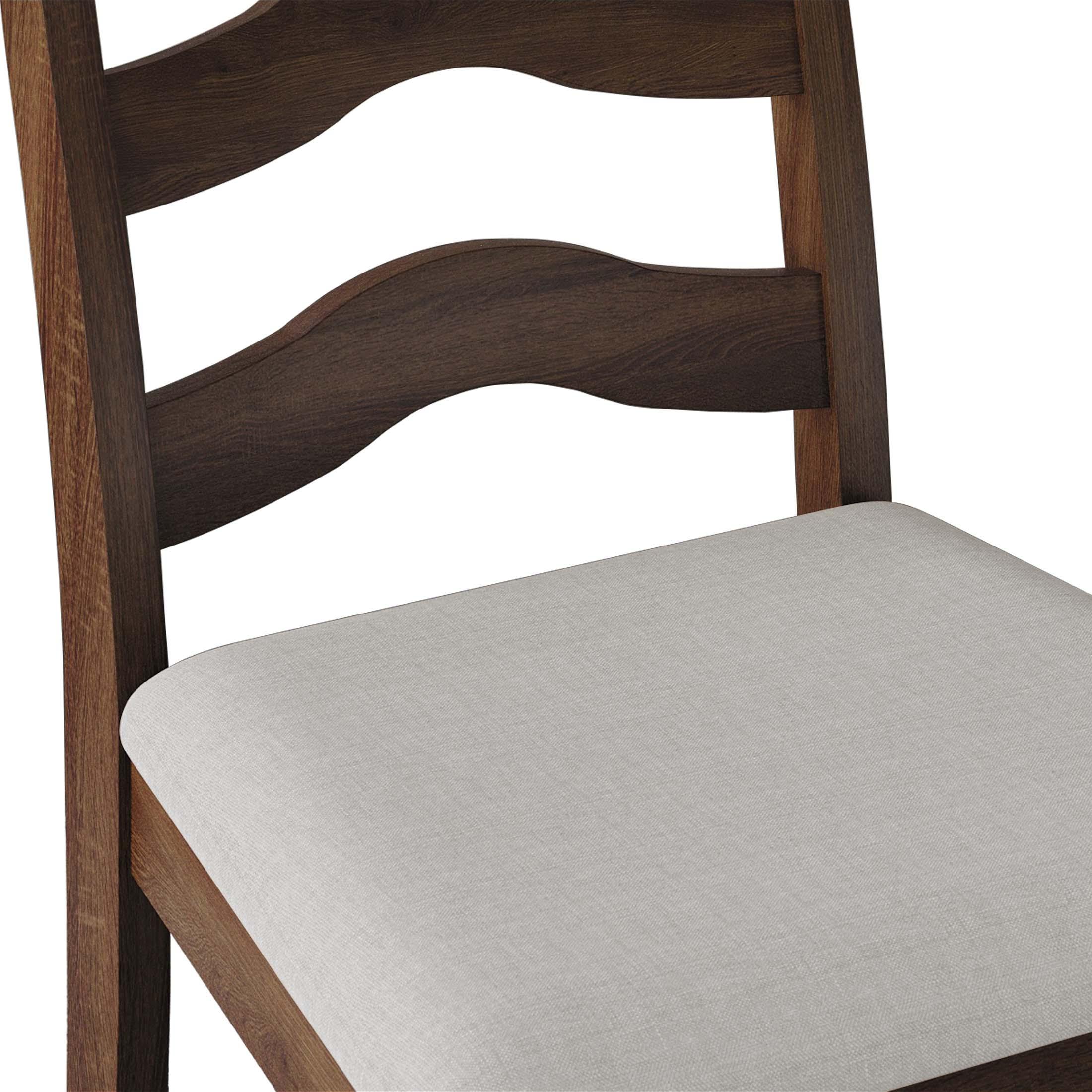ChaletPosh Brown Wooden Dining Chair With Warm Grey Cover (Set of 2)