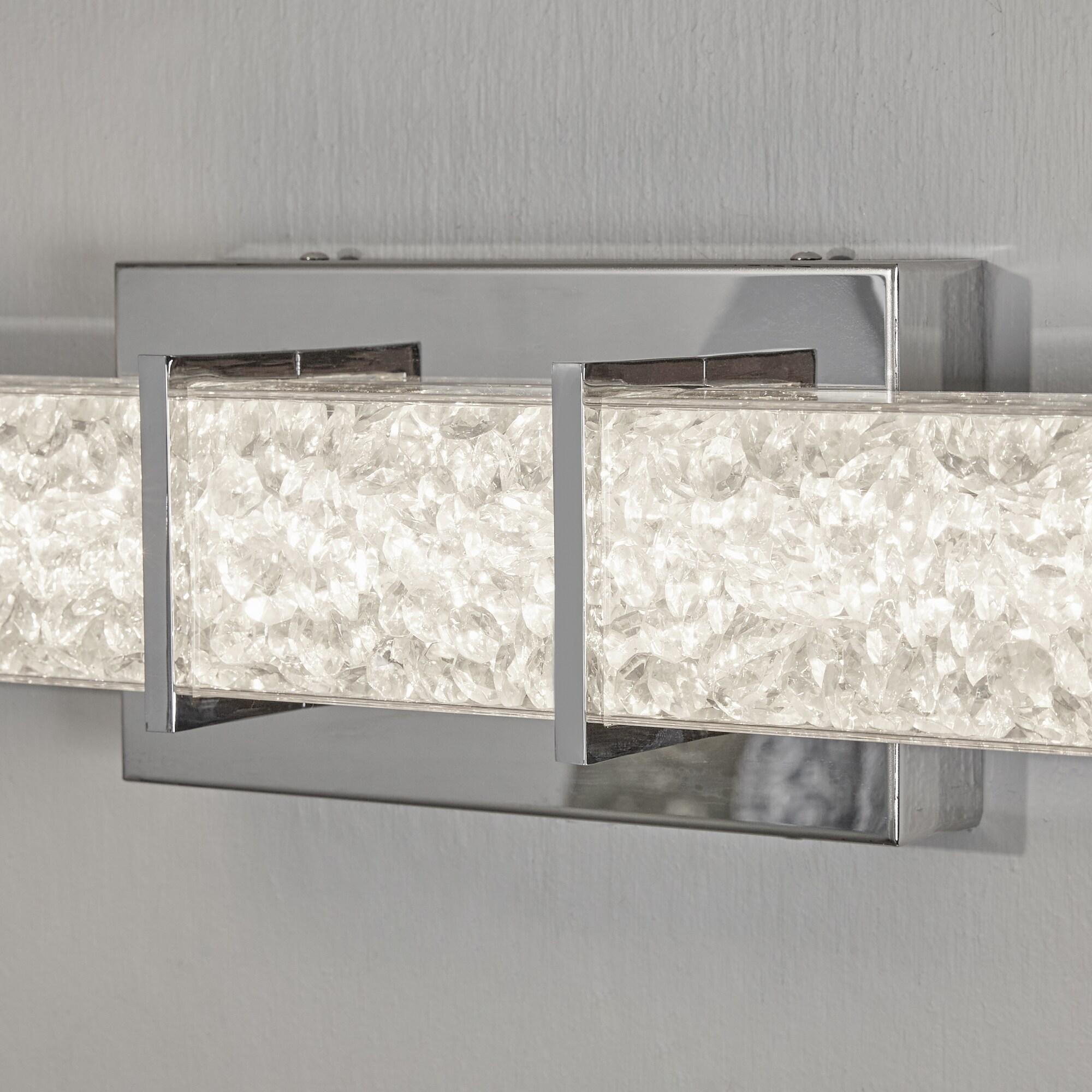 Artika Riviera 27 in. 1-Light Chrome Modern Integrated LED Vanity Light Bar for Bathroom with Crystals