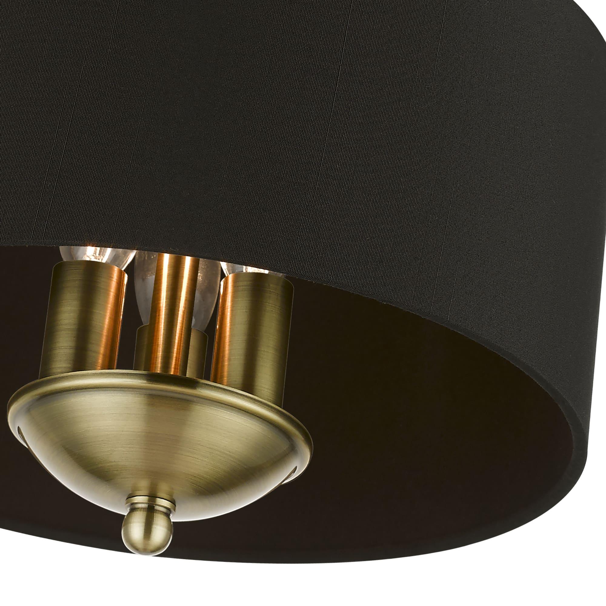 Livex Lighting Huntington 3 - Light Semi-Flush Mount in  Antique Brass