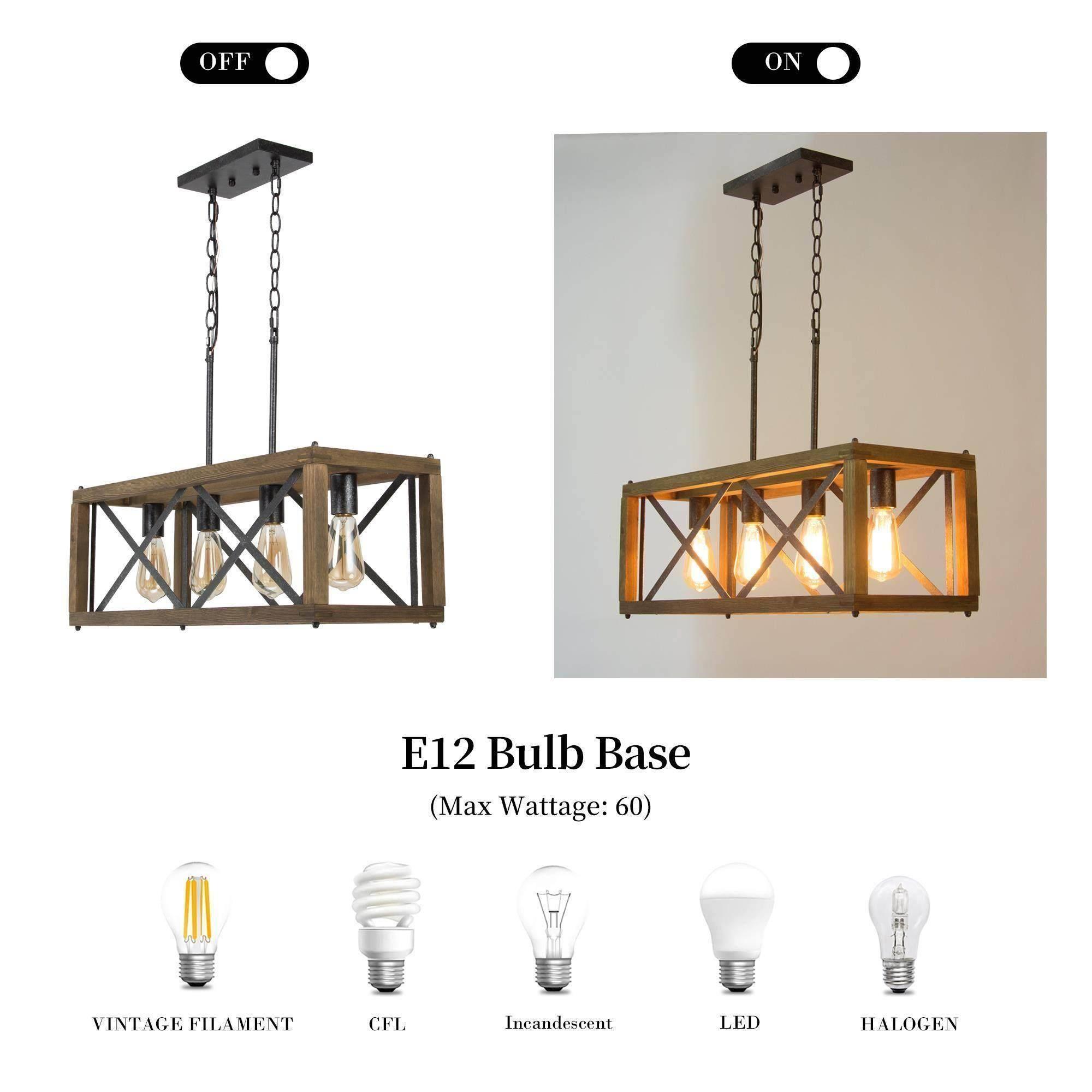 LNC Farmhouse Decor 4-Light Wood Chandelier Kitchen Island Light Fixtures, Large Modern Farmhouse Chandeliers Light for Dining Room, Kitchen Island, Bedroom