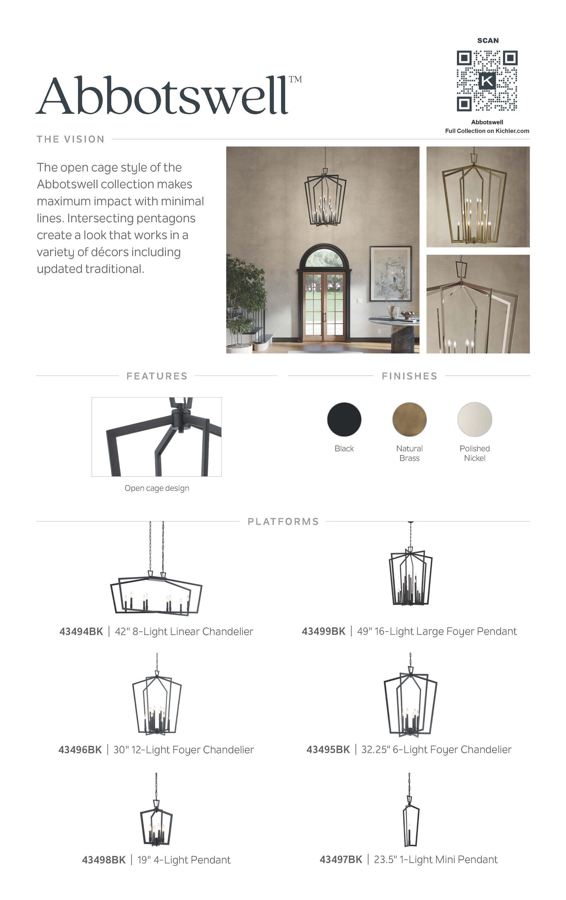 Kichler Lighting Abbotswell 6 - Light Pendant in  Natural Brass