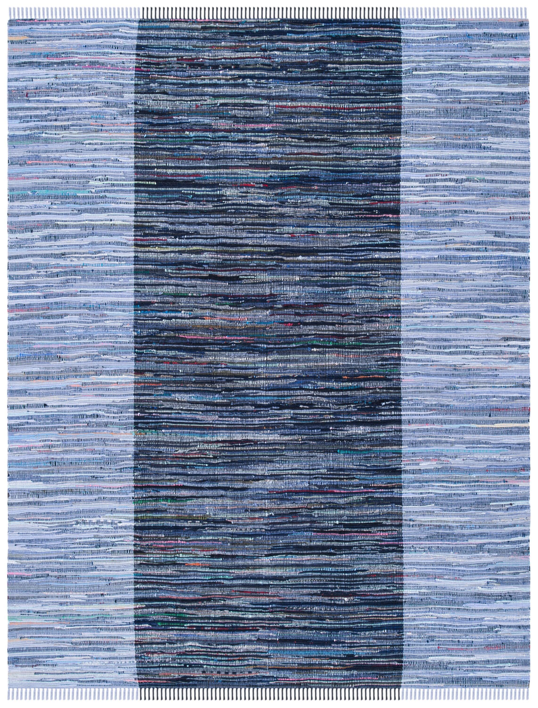 Rag Area Rug RAR122 Hand Woven Area Rug - Navy/Blue - 8'9"x11'9" - Safavieh.