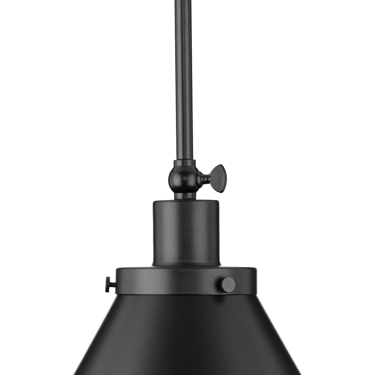 Progress Lighting Hinton 1-Light Pendant, Matte Black, Cone Shade