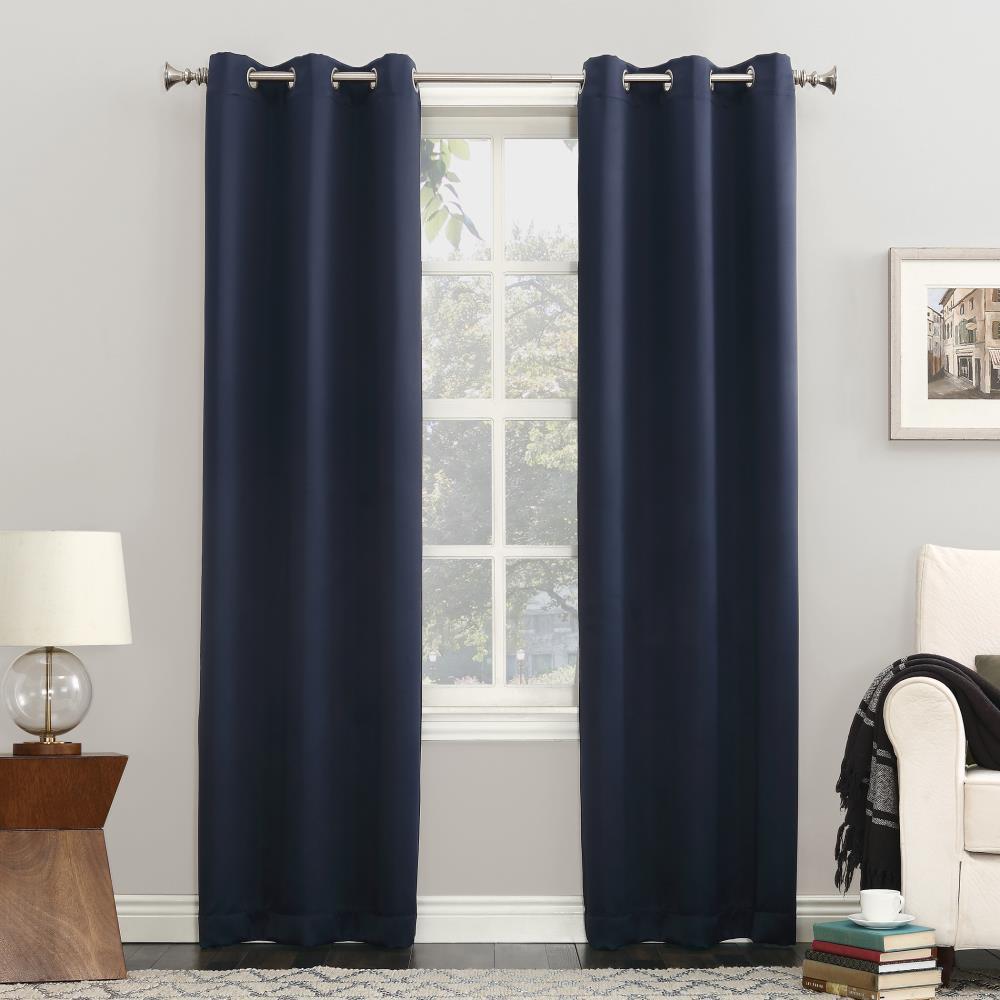 40"x84" Sun Zero Blackout Kenneth Energy Saving Grommet Curtain Panel Navy Blue: Modern Thermal Insulated, Noise Reduction