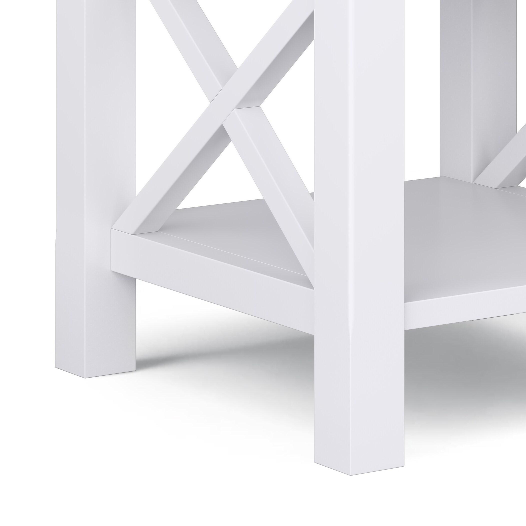 Simpli Home Kitchener 21" Square Contemporary Solid Wood End Table in White