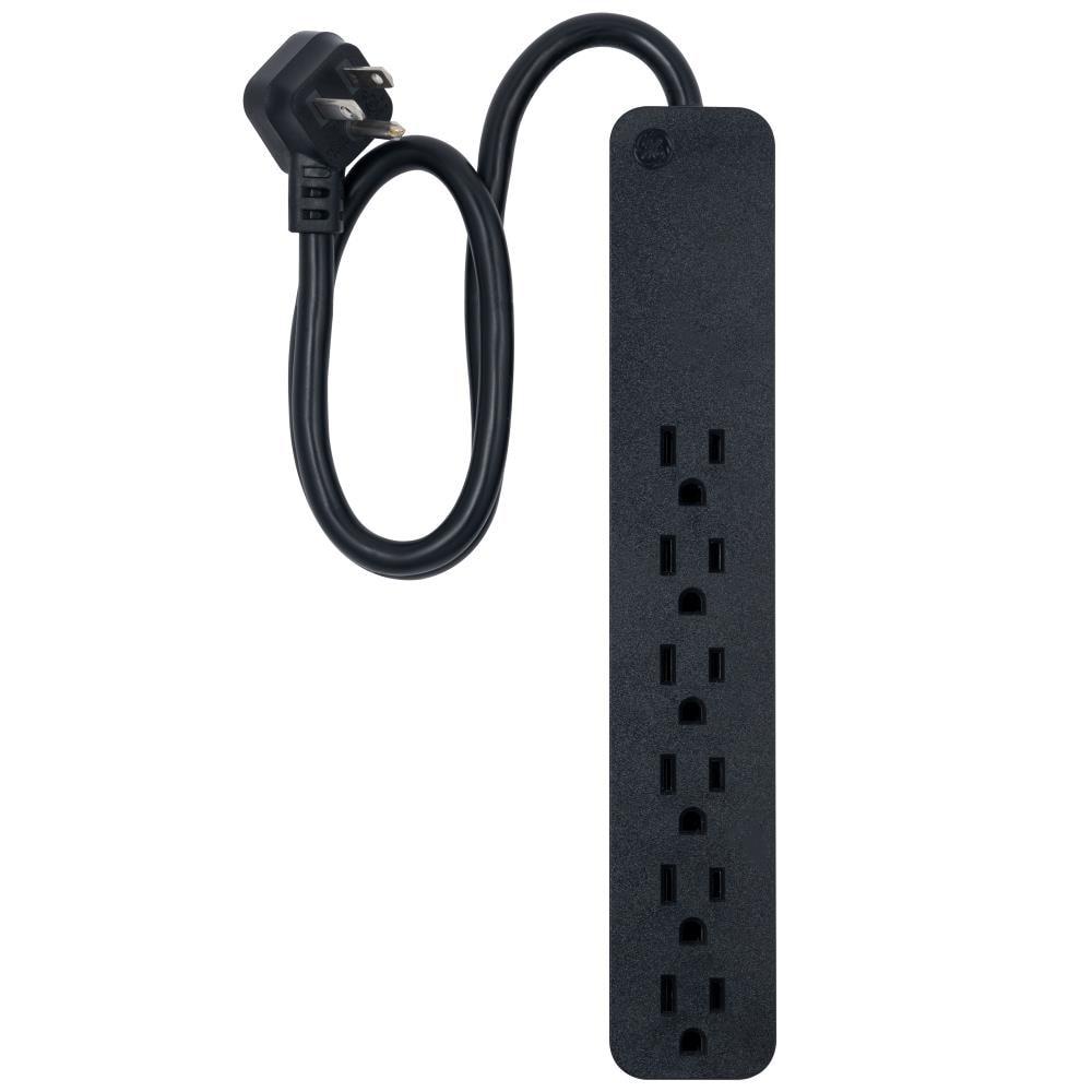 GE Pro 6 Outlet Surge Protector, 2 ft Extension Cord, Black - 45170