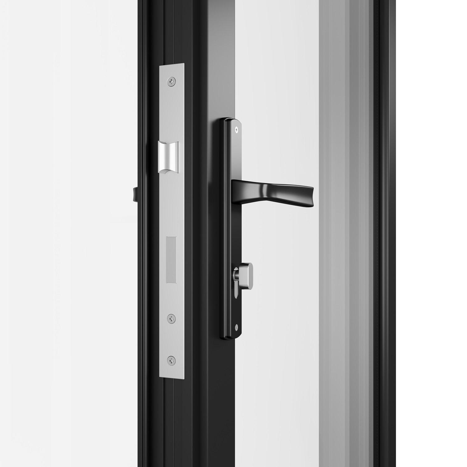 KaMic KaMic 96" inch - 3 Panels Glass Aluminum Folding Door In Black