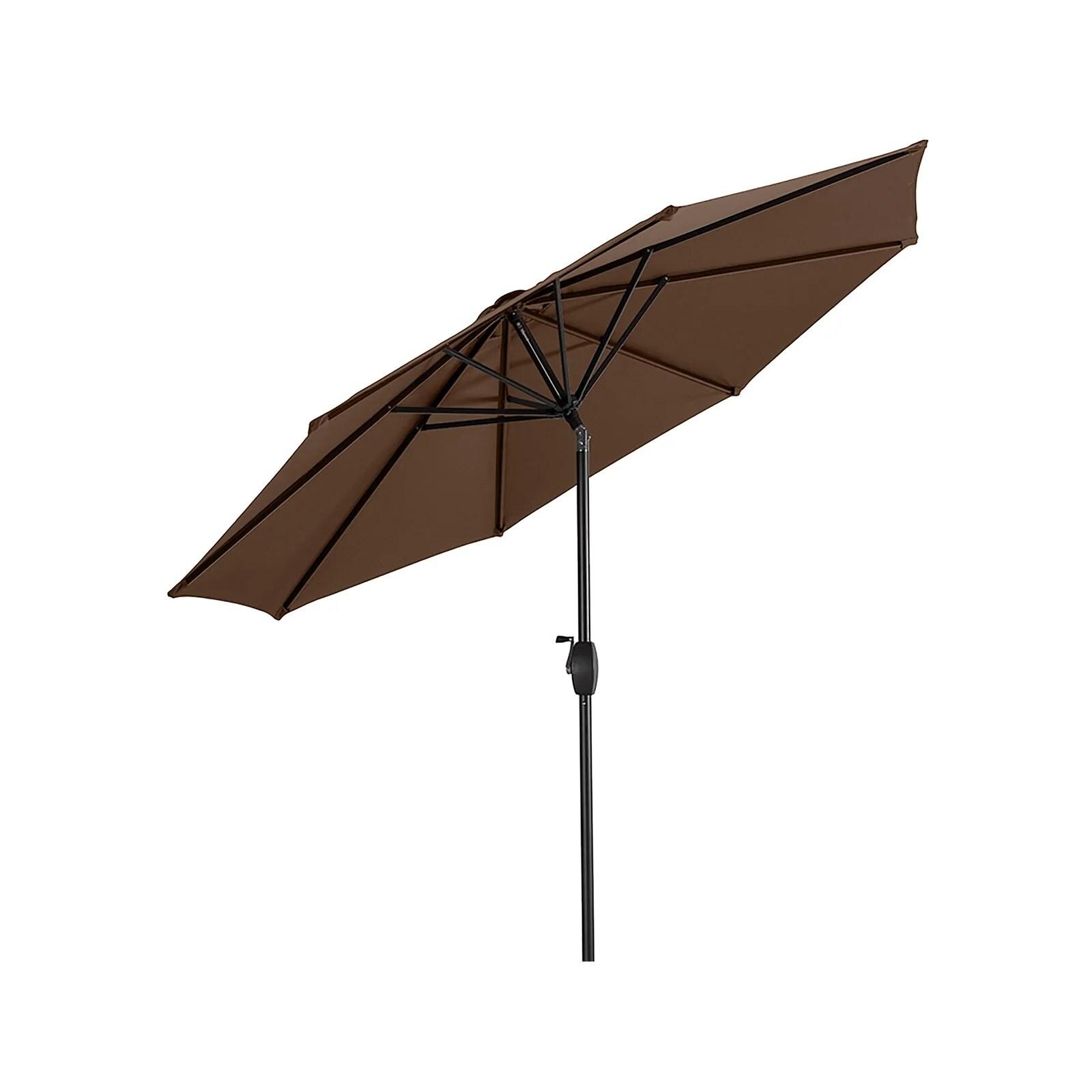 Westin Outdoor 9 Ft Umbrella with Round Resin Plastic Base Weight Included for Patio Garden UV Water Weather Resistant, Coffee