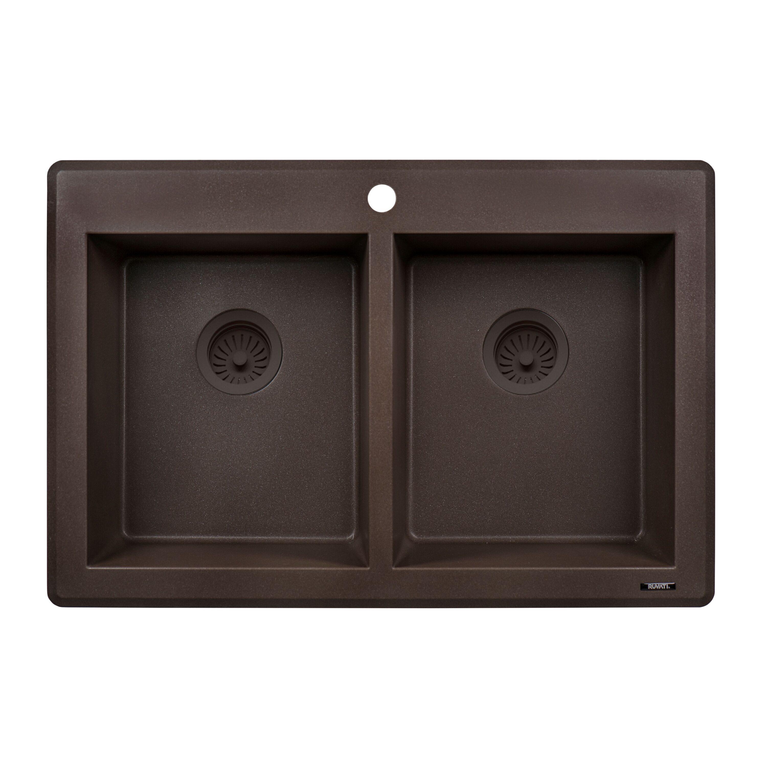 Ruvati 33 x 22 inch epiGranite Top-Mount Granite Composite Kitchen Sink