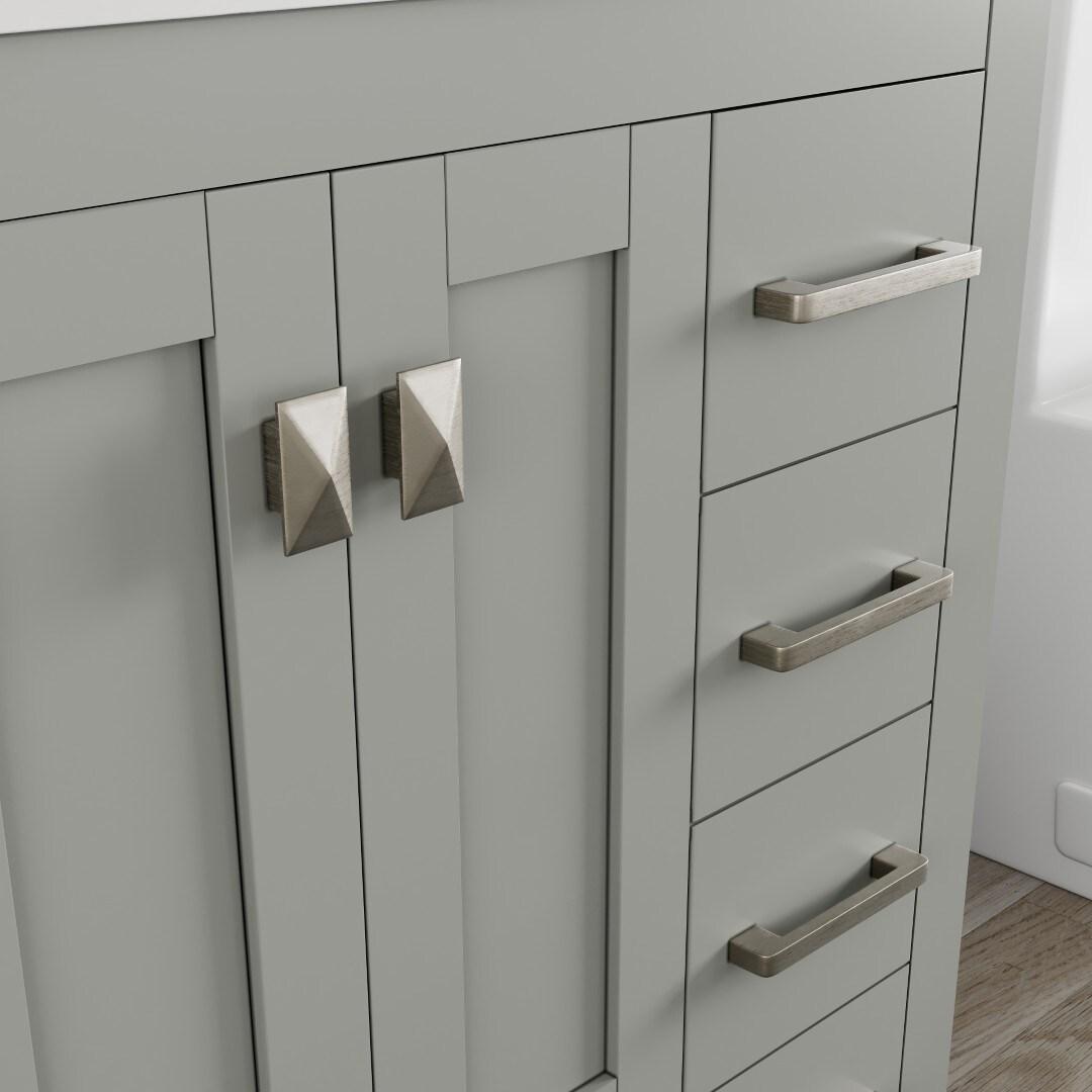Eviva Hampton 36" Gray Transitional Bathroom Vanity w/ White Carrara Top