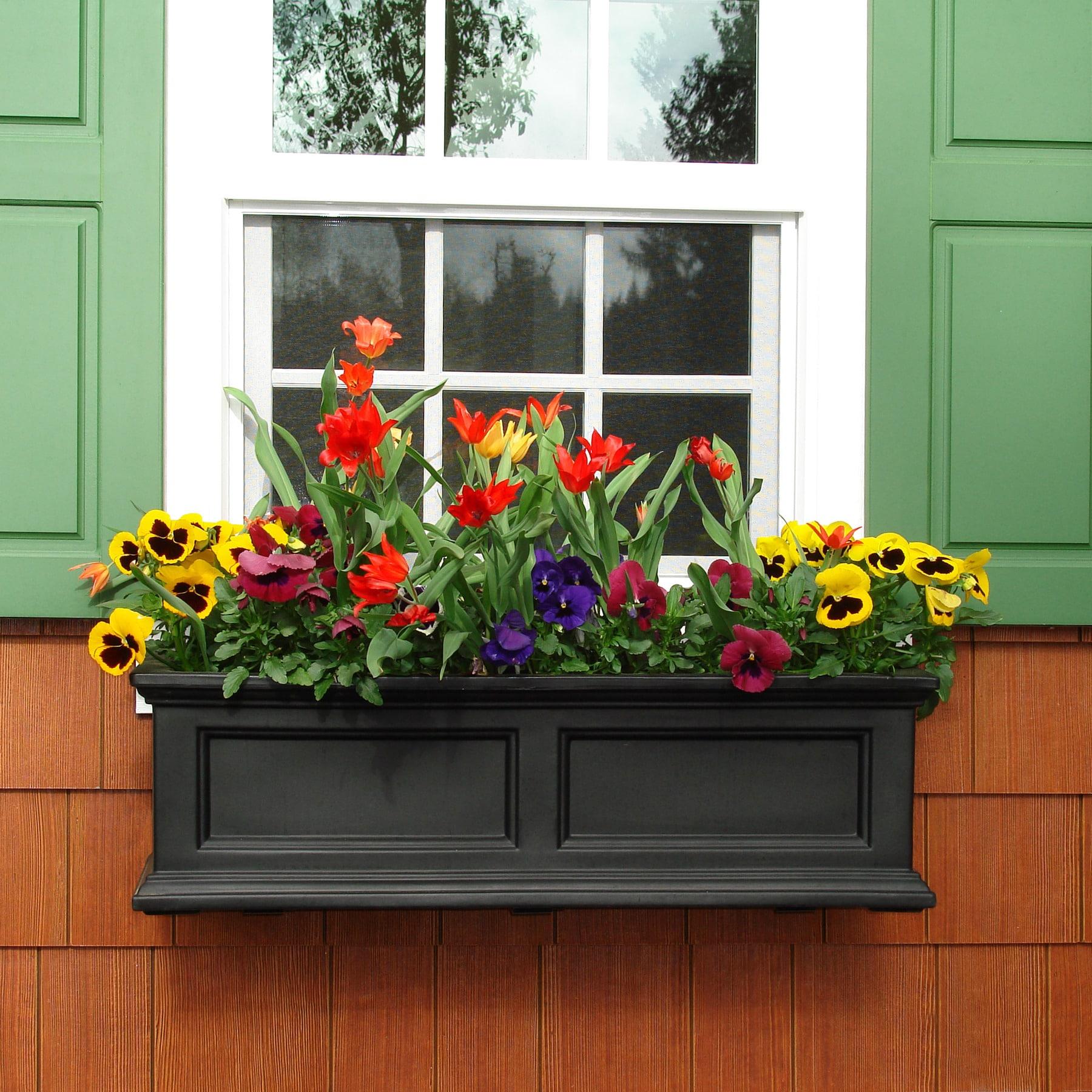 The Anastasiya Resin Window Box Planter with Water Reservoir