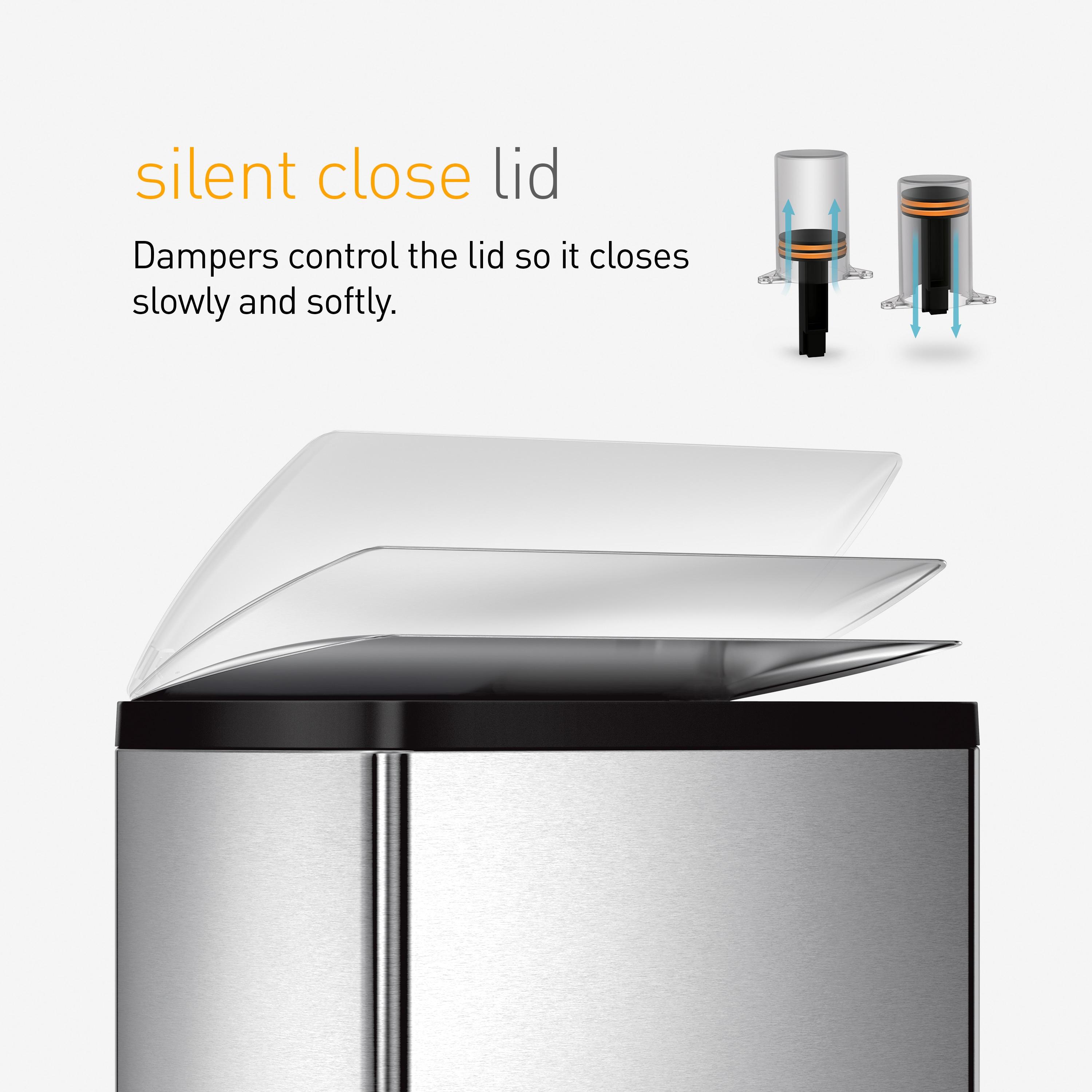 simplehuman 38 Liter / 10 Gallon Rectangular Kitchen Step Trash Can, Brushed Stainless Steel