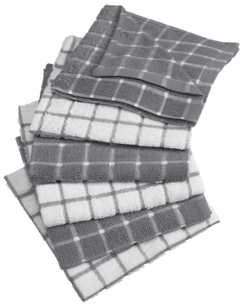 DII Modern Cotton Combo Windowpane Dishcloths in Gray (Set of 6)