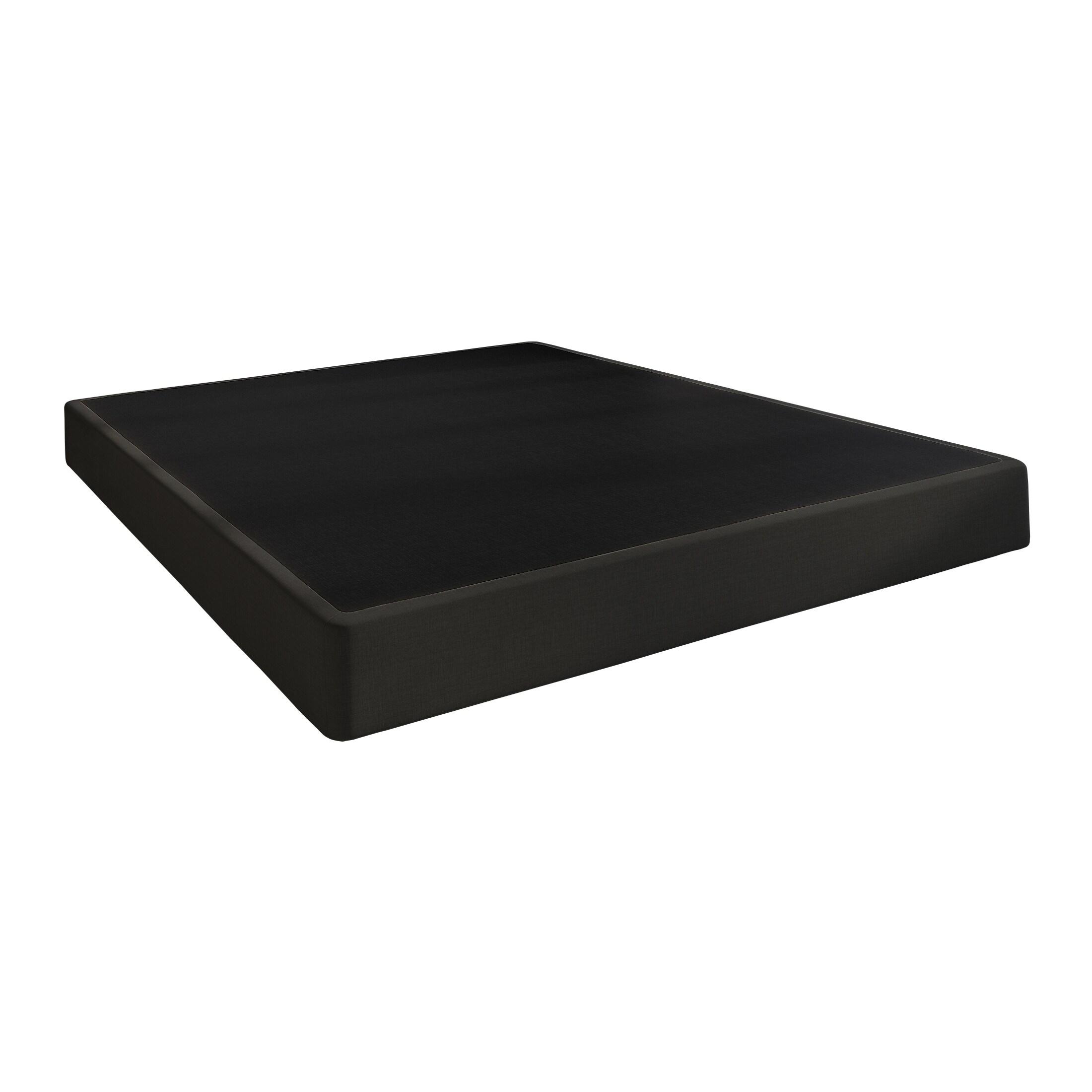 ChaletPosh Queen Metal Box Spring In Black Linen