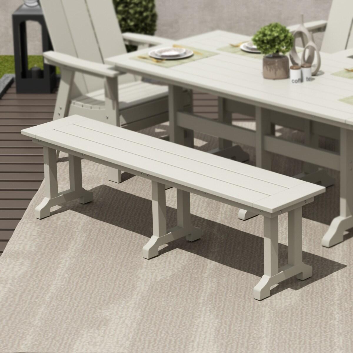 Polytrends  Laguna Hdpe All Weather Outdoor Patio 65" Bench Sand