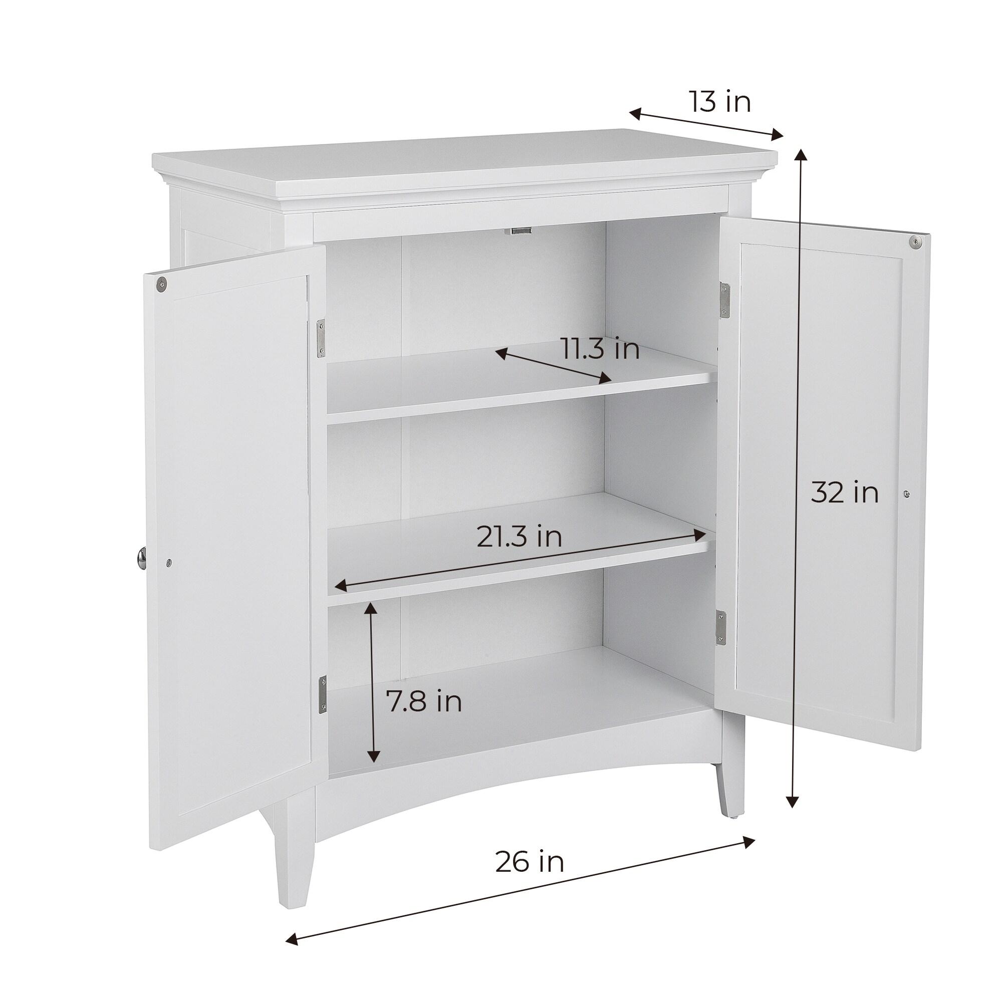 White Engineered Wood Bathroom Floor Cabinet with Adjustable Shelving